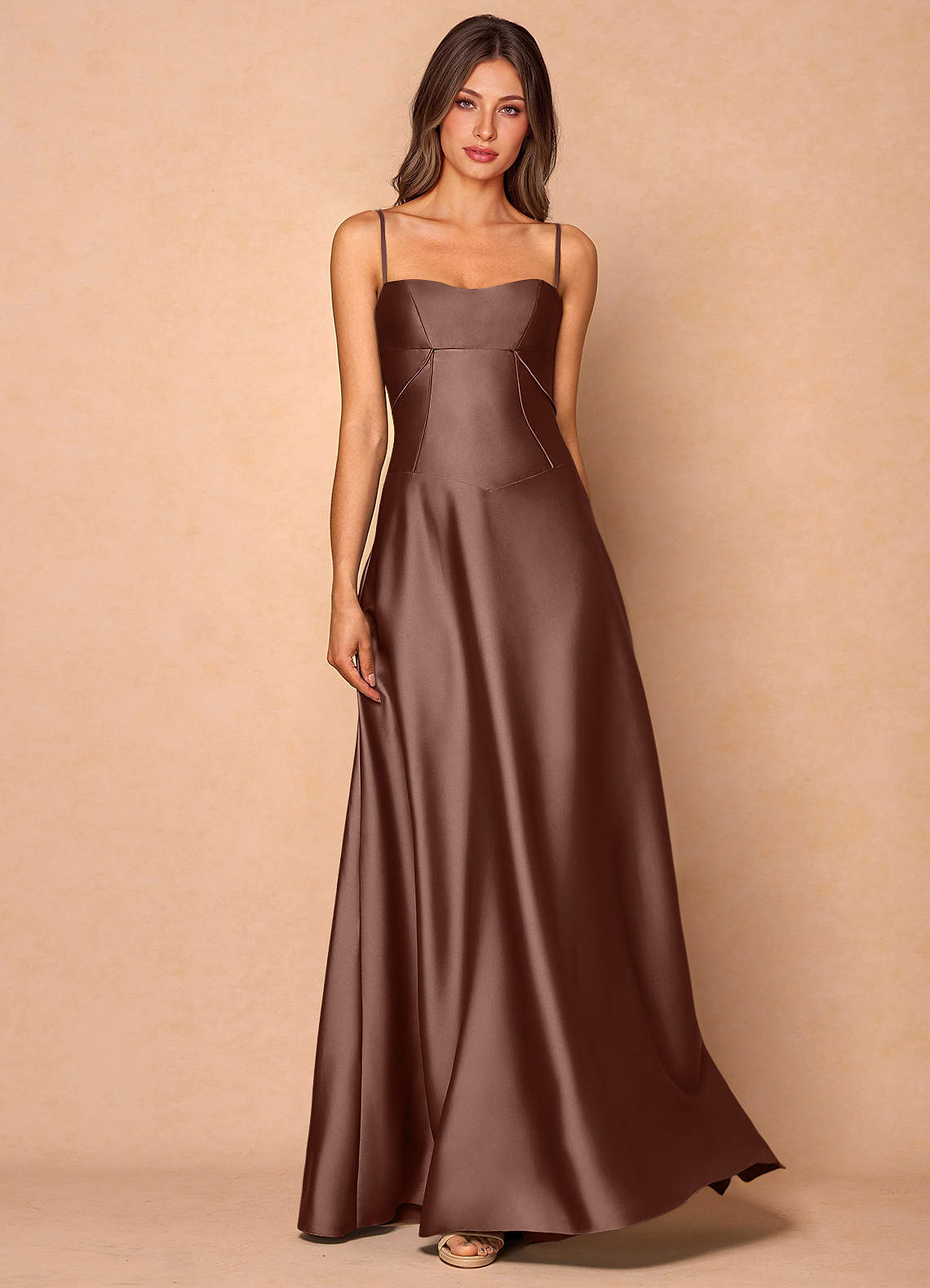 Zoya Mocha Coco Maxi Dress | Azazie CA