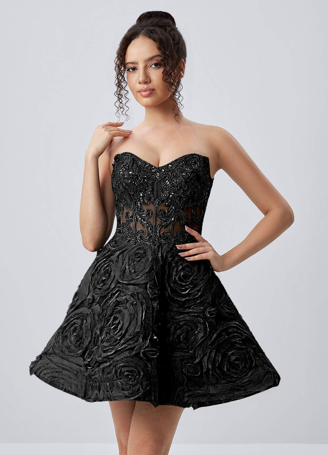 corset skater dress PARIS black satin back mini Dolls of Decadence 36.5* Models Bust 32 PS25711 8 / Fuchsia