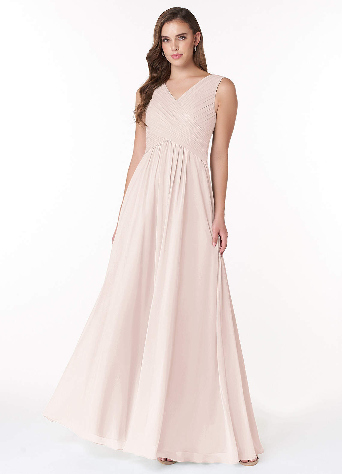 Azazie Flora Jurken voor bruidsmeisjes Jurk van Chiffon met A-Lijn Geplooid Rozenblaadje image1