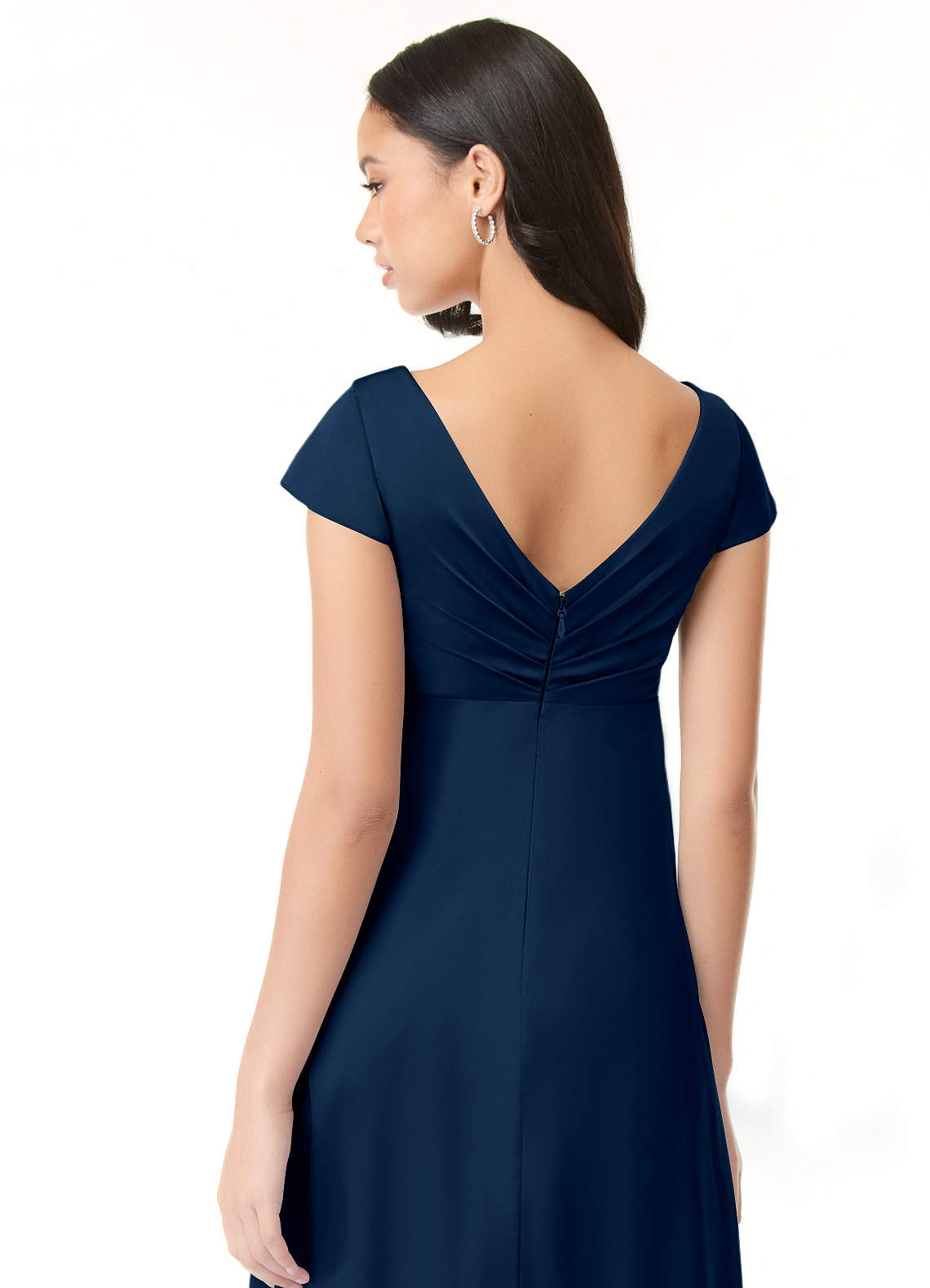 Azazie Allessia vestidos de dama de honor de maternidad Vestido de Corte en A Plisado Hasta el suelo Satén Elástico image6