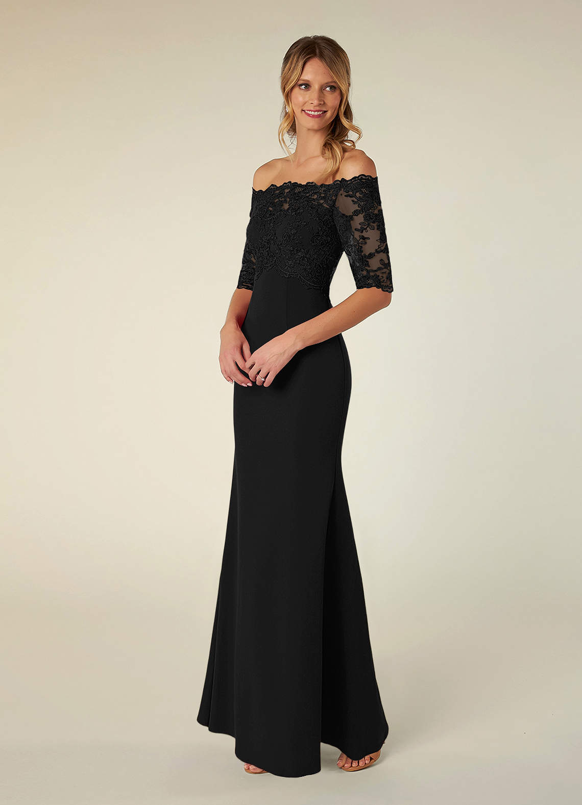 chinese dress ladies Sexy Mermaid/Trumpet Off Shoulder Black Sweep Train Lace Prom Formal D –  VOS LEE main image 1