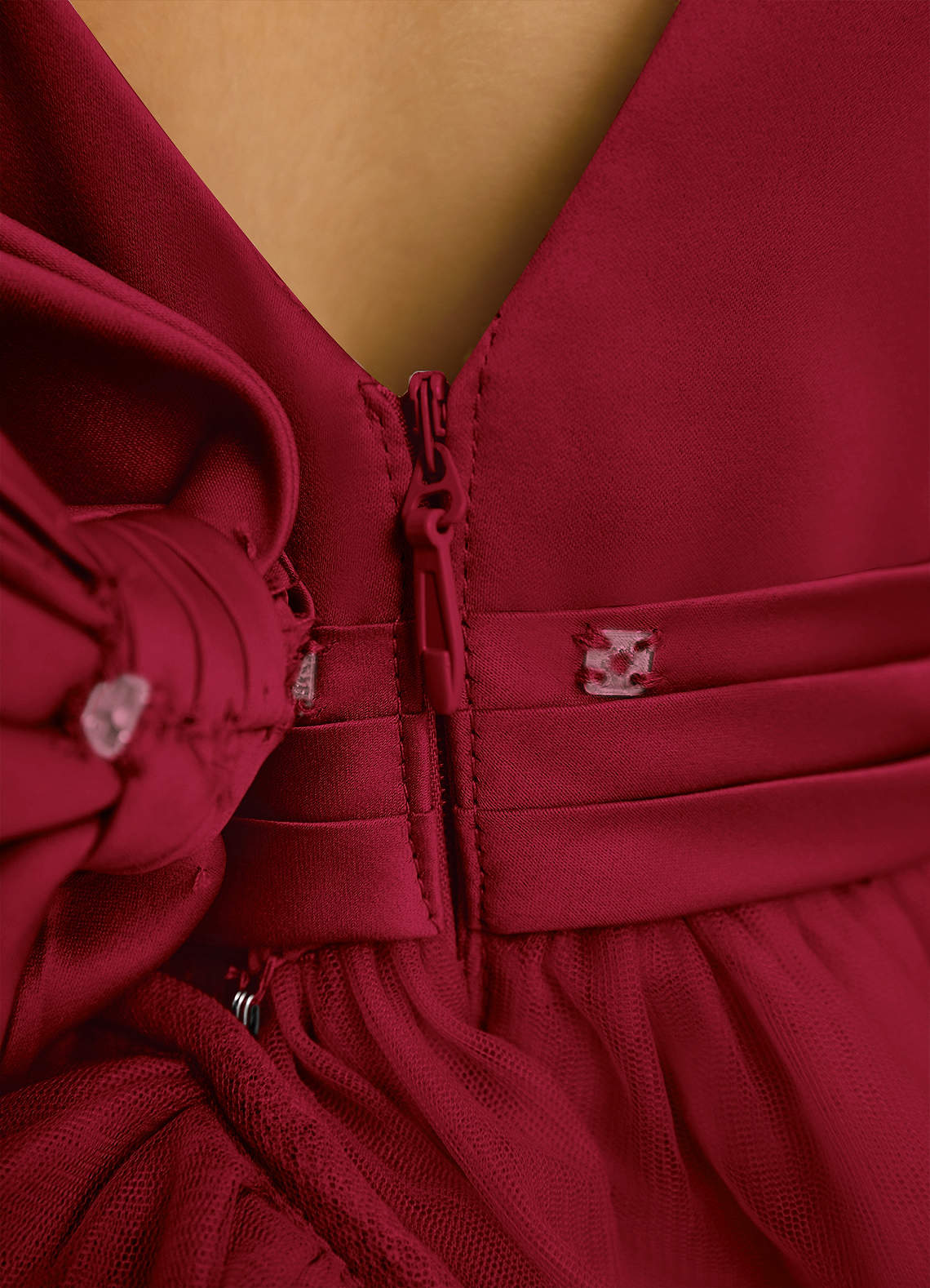 Azazie Lior Flower Girl Dresses Burgundy Ball-Gown Pleated Tulle Dress image8