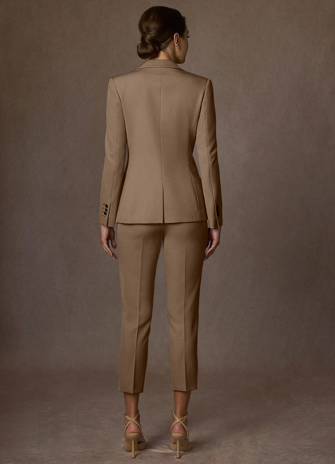 front Charlotte Truffle Refined Weave Pants Suit