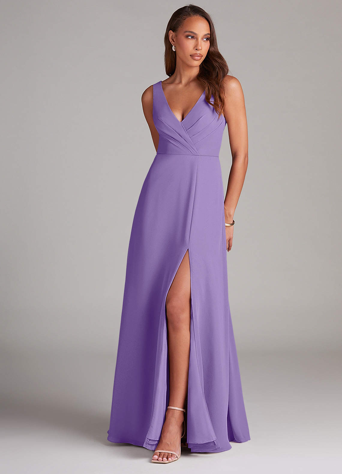 Azazie Nelly Bridesmaid Dresses Tahiti A-Line Pleated Chiffon Dress image1
