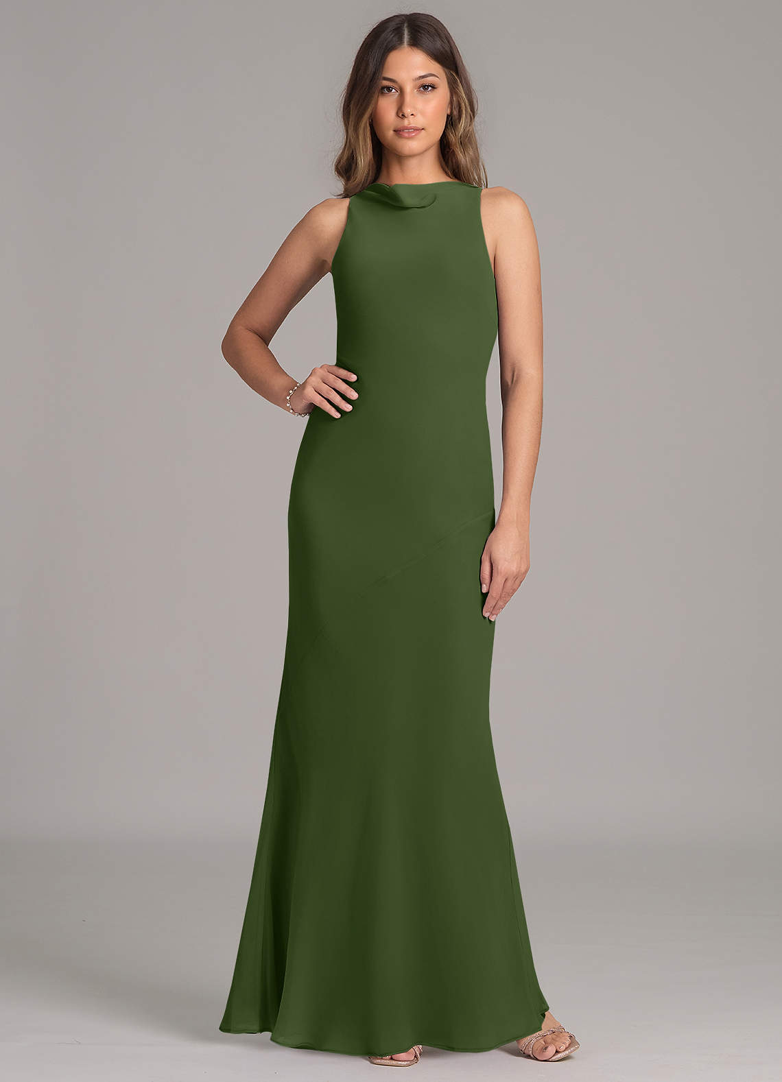 chiffon mermaid bridesmaid dresses Off-the Shoulder Mermaid Chiffon Bridesmaid Dress in Sea Glass, Sea Glass / 18