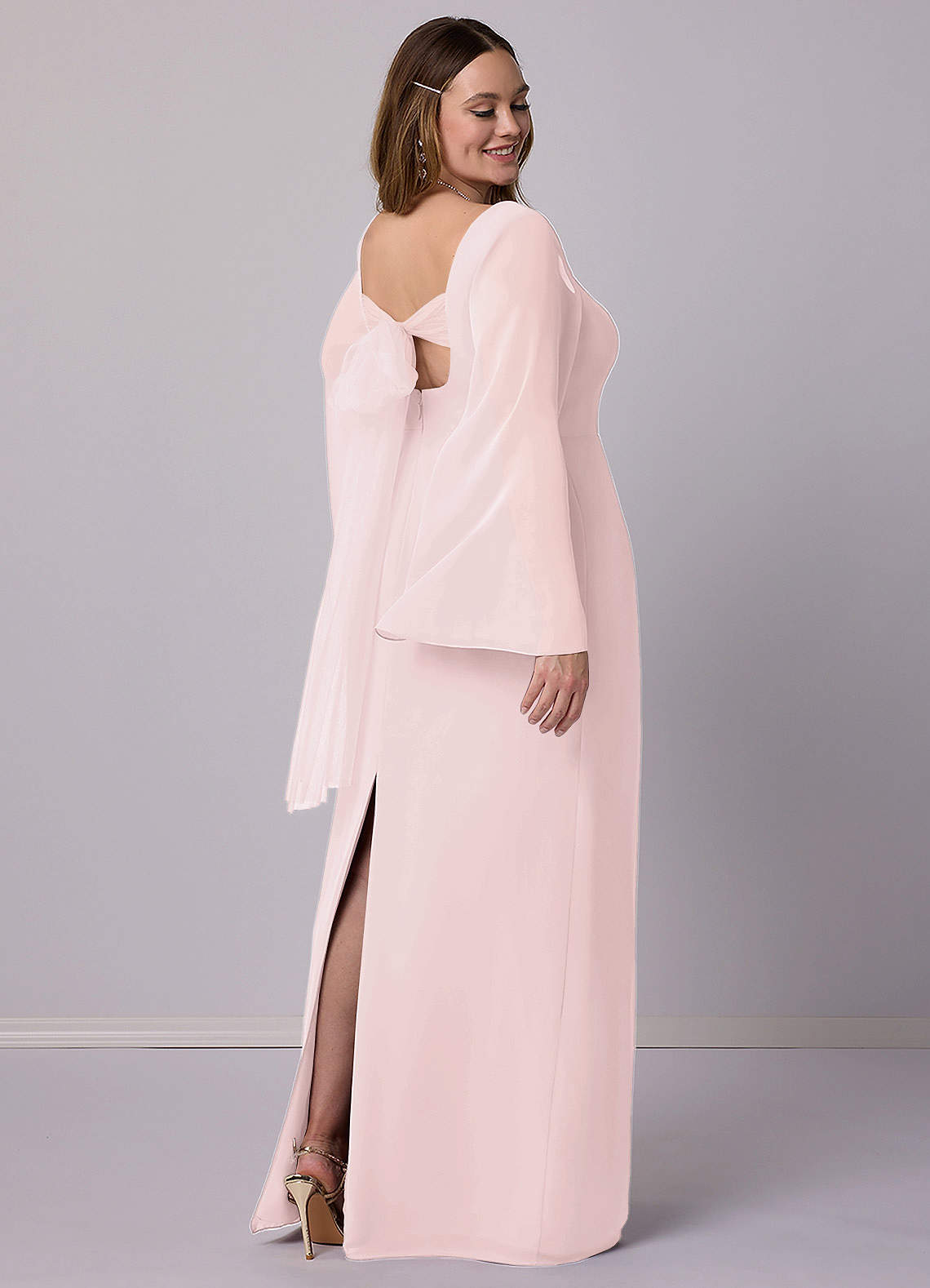 Barbie ♥ Azazie Bridesmaid Dresses Sheath Bow Chiffon Floor-Length Dress image8