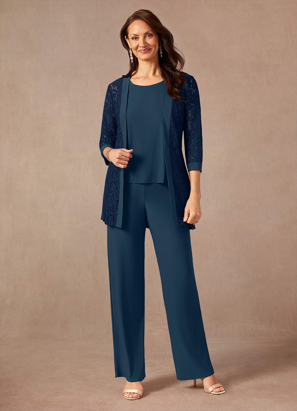 Azazie Mamrie Dark Navy Neptune Jumpsuit/Pantsuit Lace Dress | Azazie