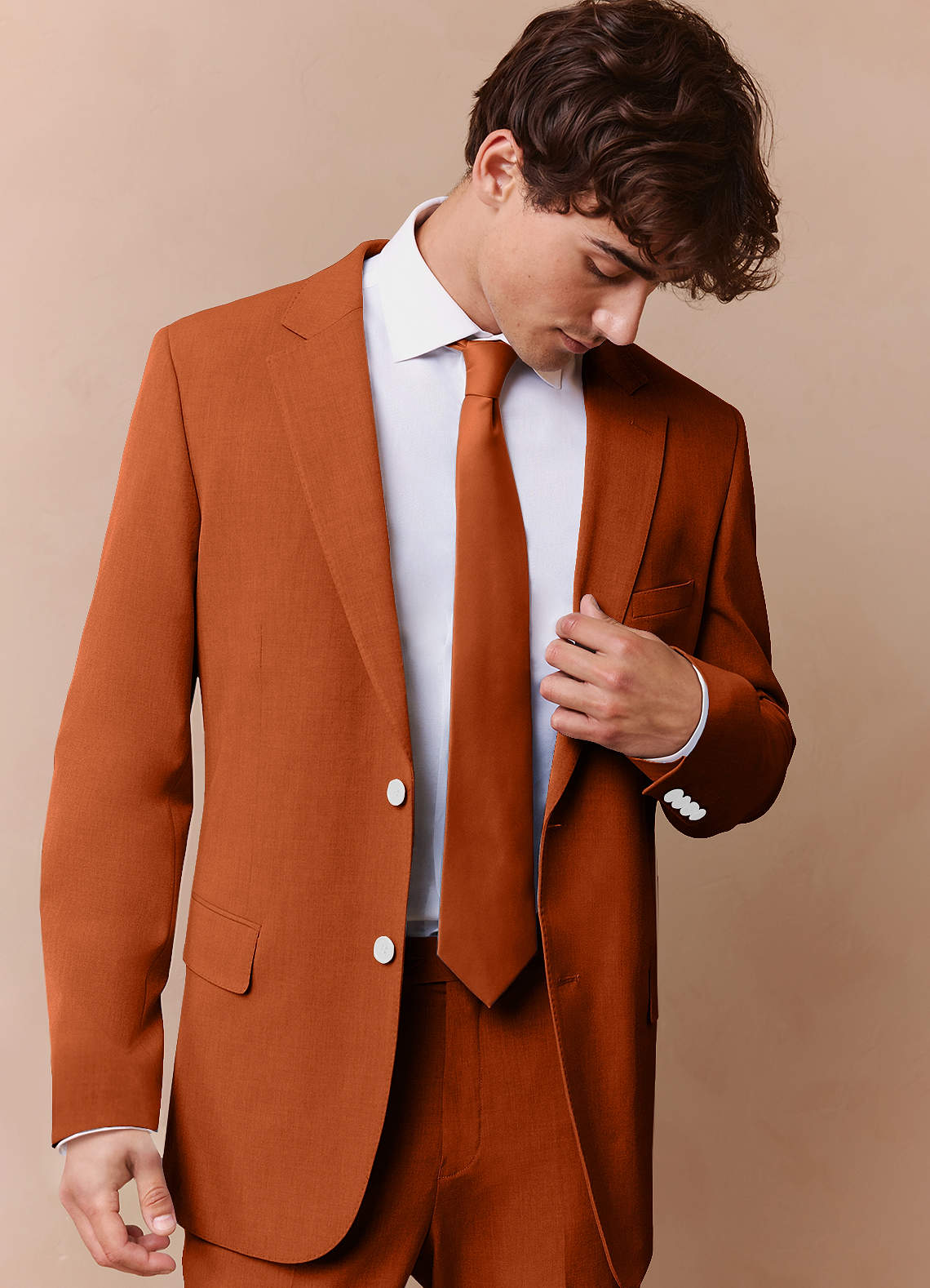 front James Burnt Orange Structured Stretch Suit
