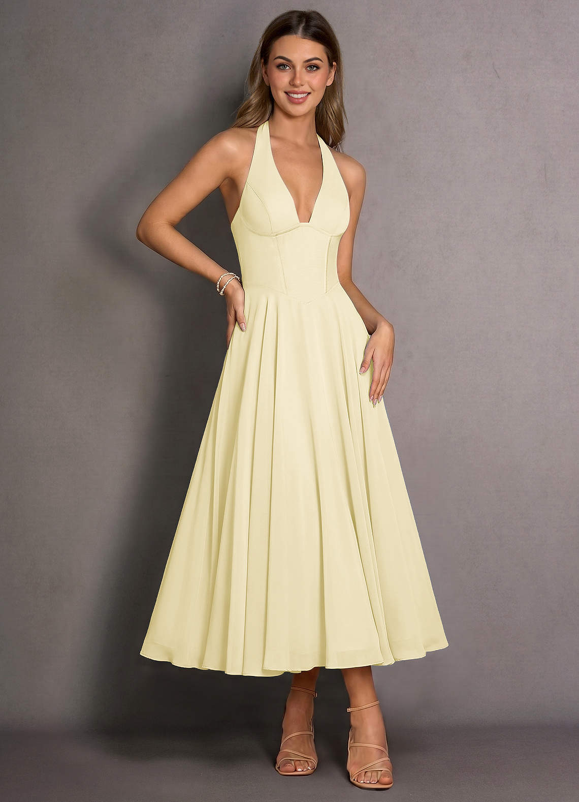 butter yellow formal maxi dress Denny Maxi Dress