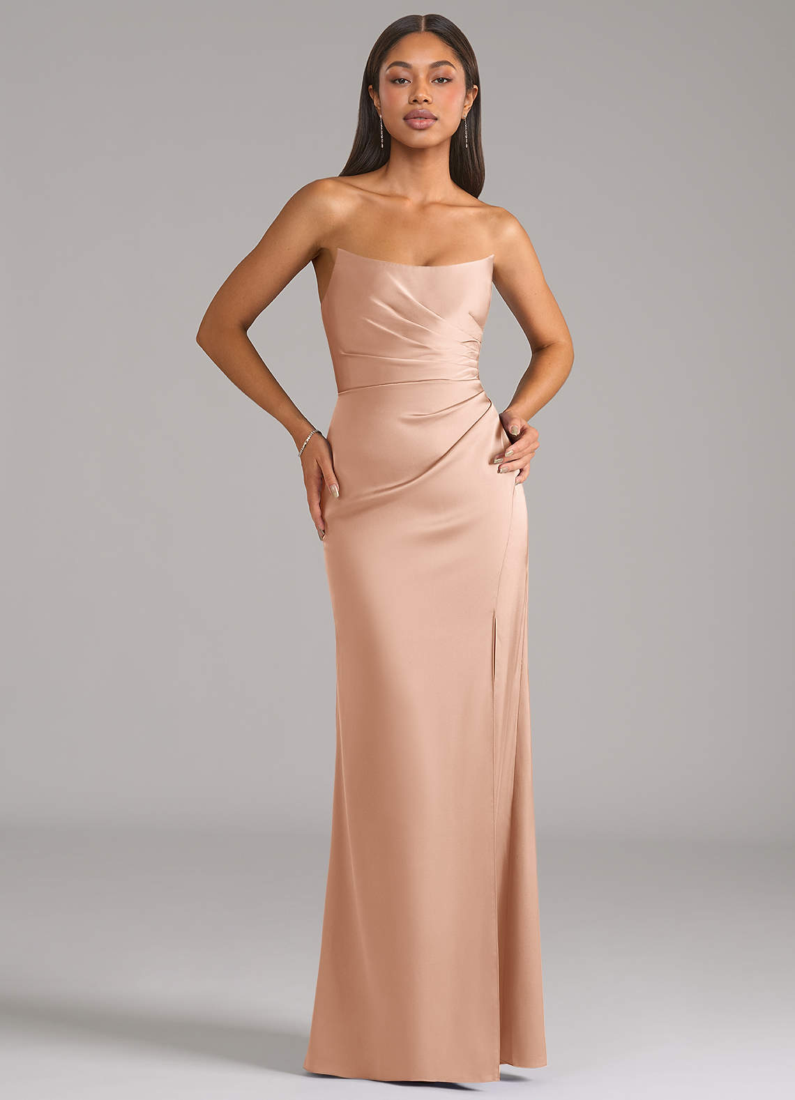 rose gold strapless dress Corset Strapless Long Glitter Prom Dress main image 0