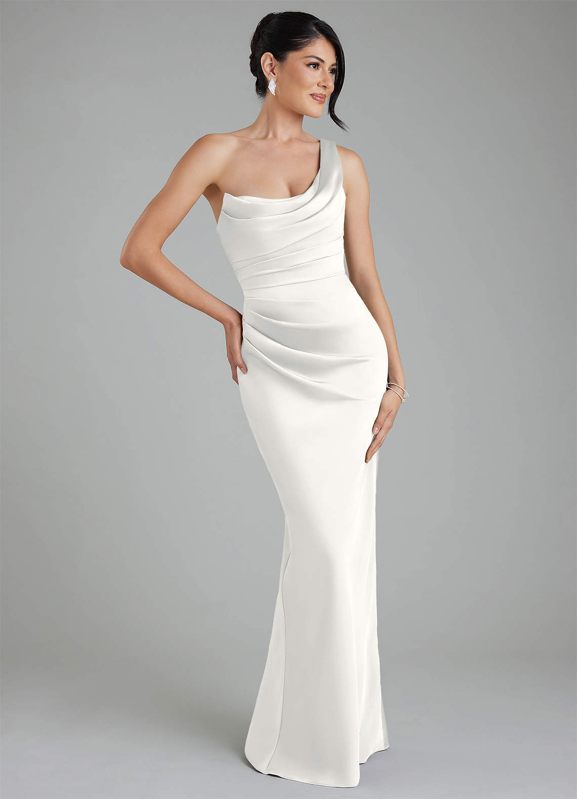 bridesmaid dress sabrina Azazie Mermaid One-Shoulder Floor-Length Stretch Satin Bridesmaid Dresses