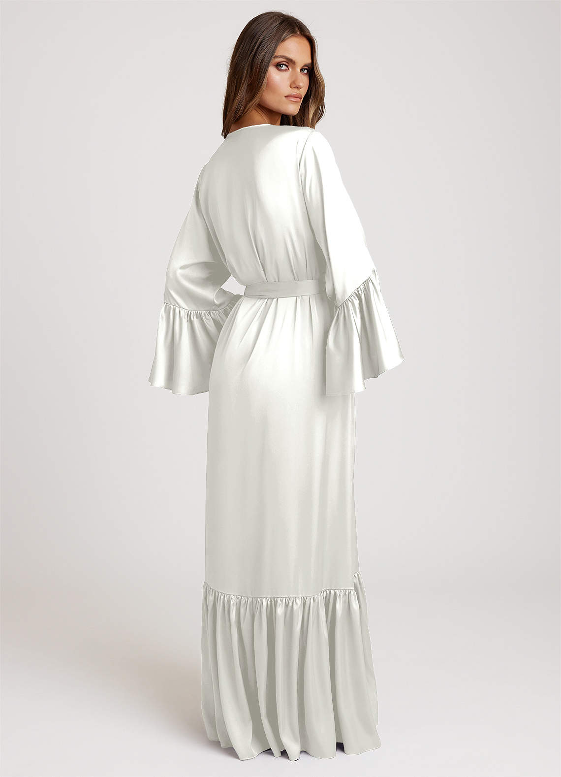 front Long Bridal Ruffle Robe