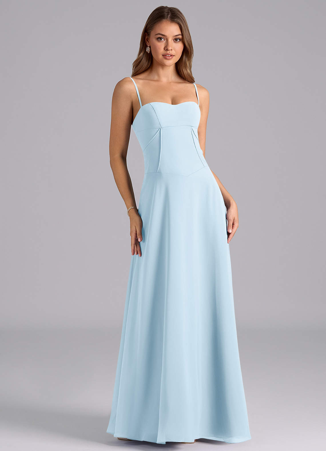 Azazie Valentine Bridesmaid Dresses Sky Blue A-Line Corset Chiffon Dress image1
