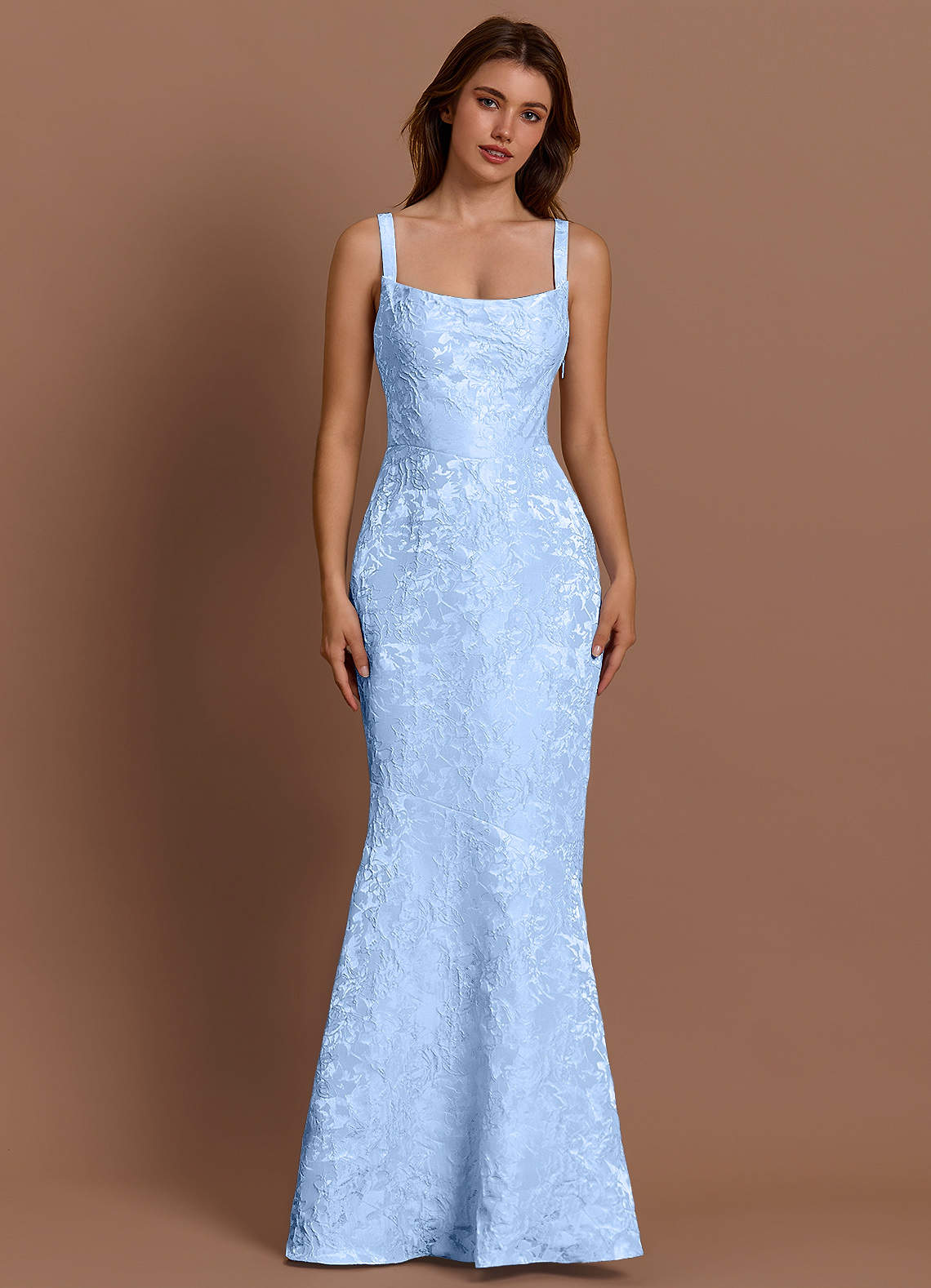 janezkie maxi dress femme formal dress in light blue Jennifer Sky Print: Colorado Wildflowers