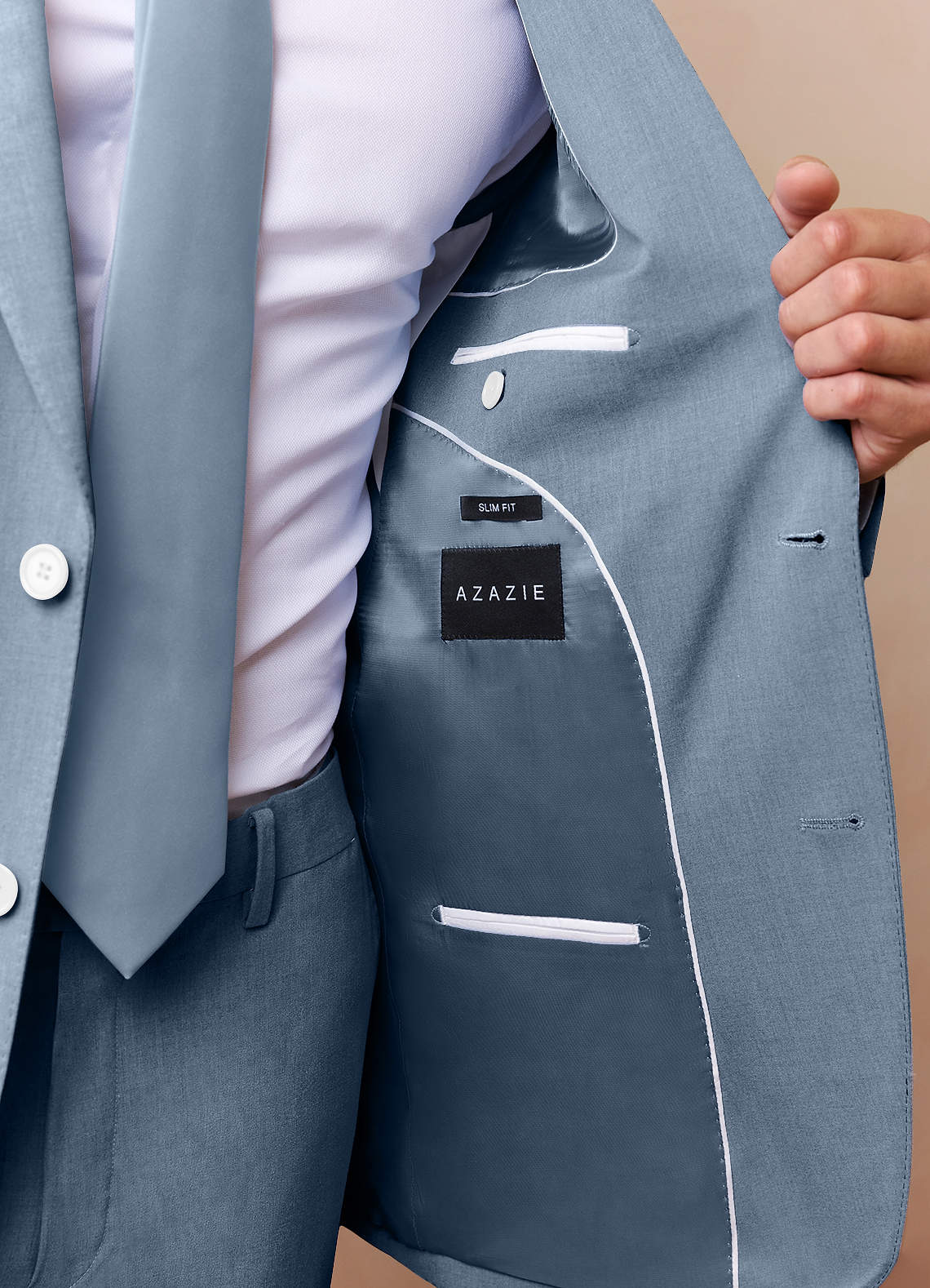 front James Dusty Blue Structured Stretch Suit Jacket