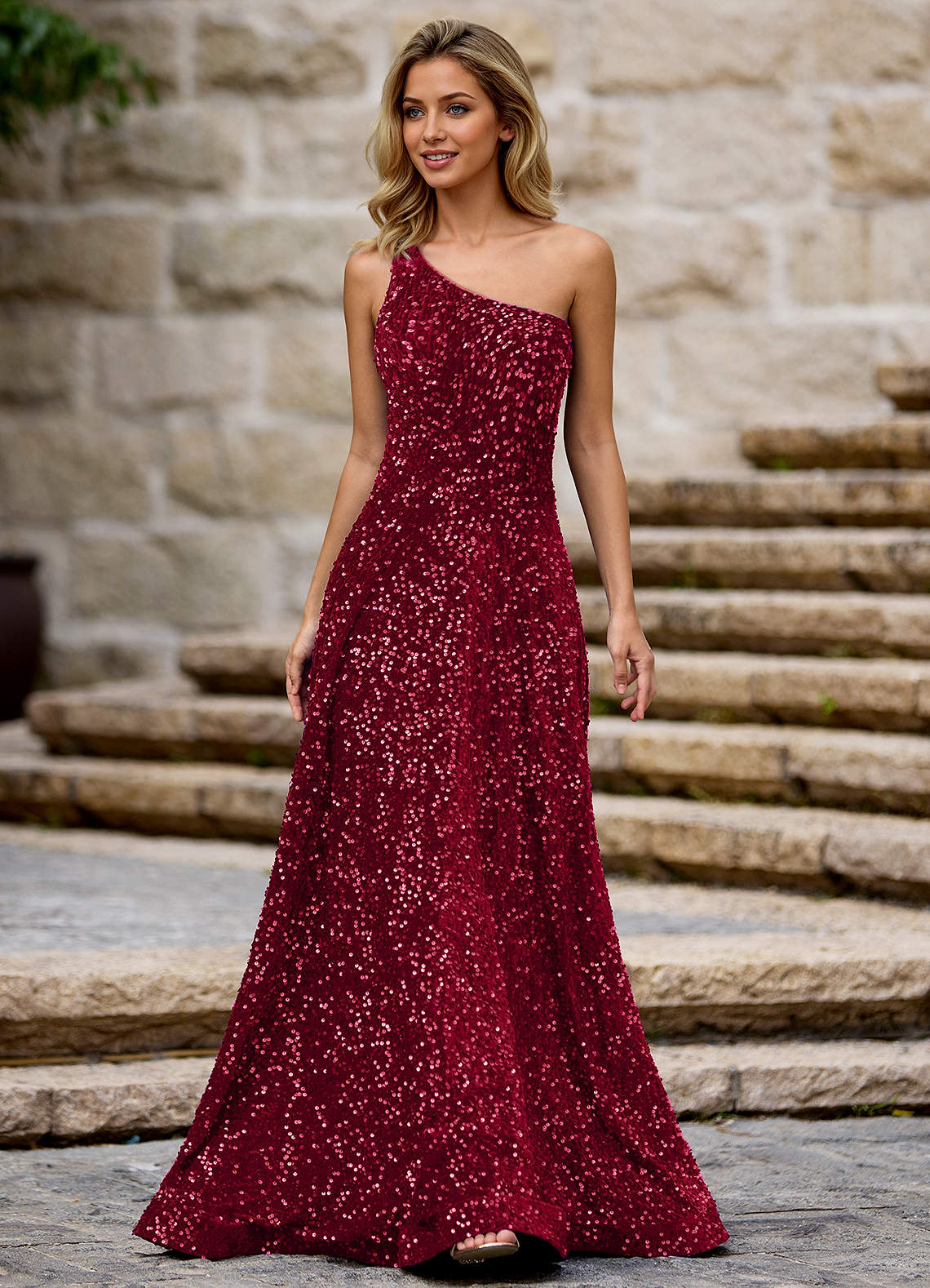 velvet red homecoming dress Long Velvet Formal Dress with V-Neck main image 1