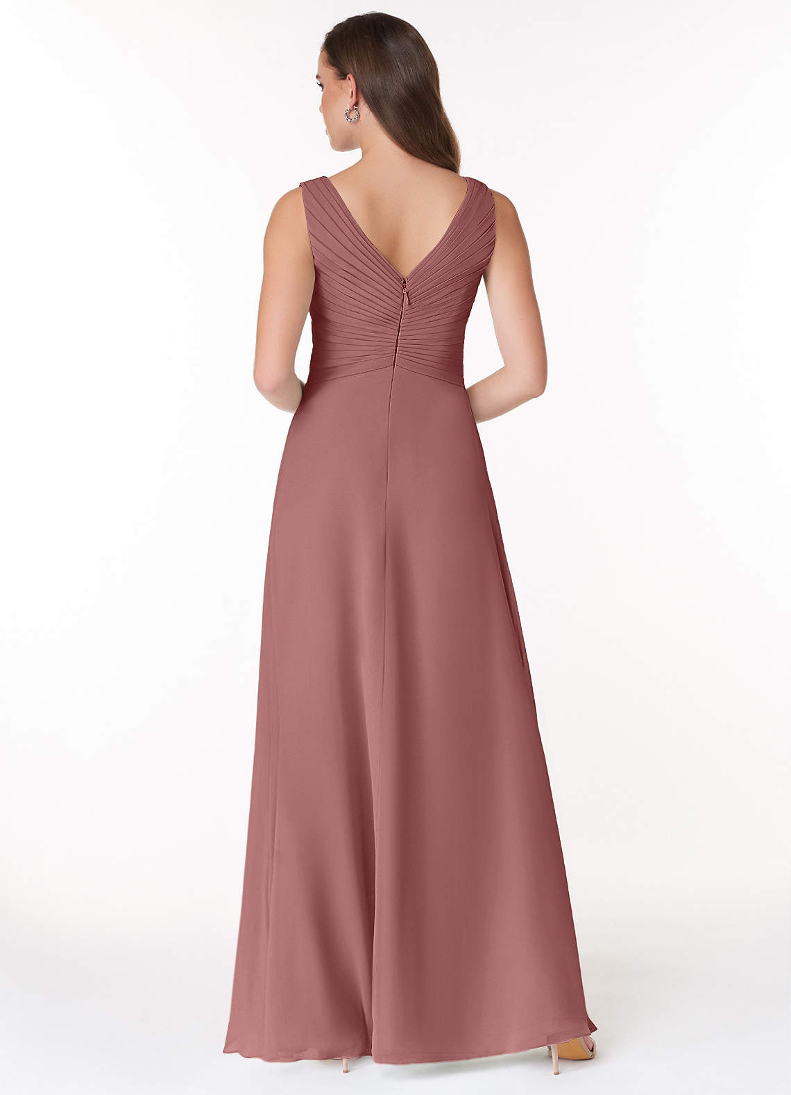 Azazie Flora Bridesmaid Dresses A-Line Pleated Chiffon Floor-Length Dress image1