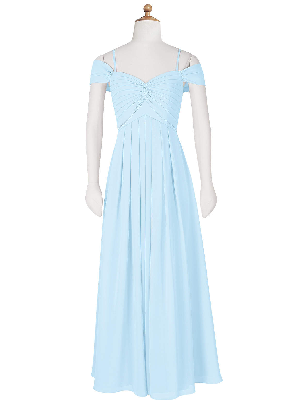 Azazie Kaitlynn Junior Sky Blue A-Line Off the Shoulder Chiffon Dress image7