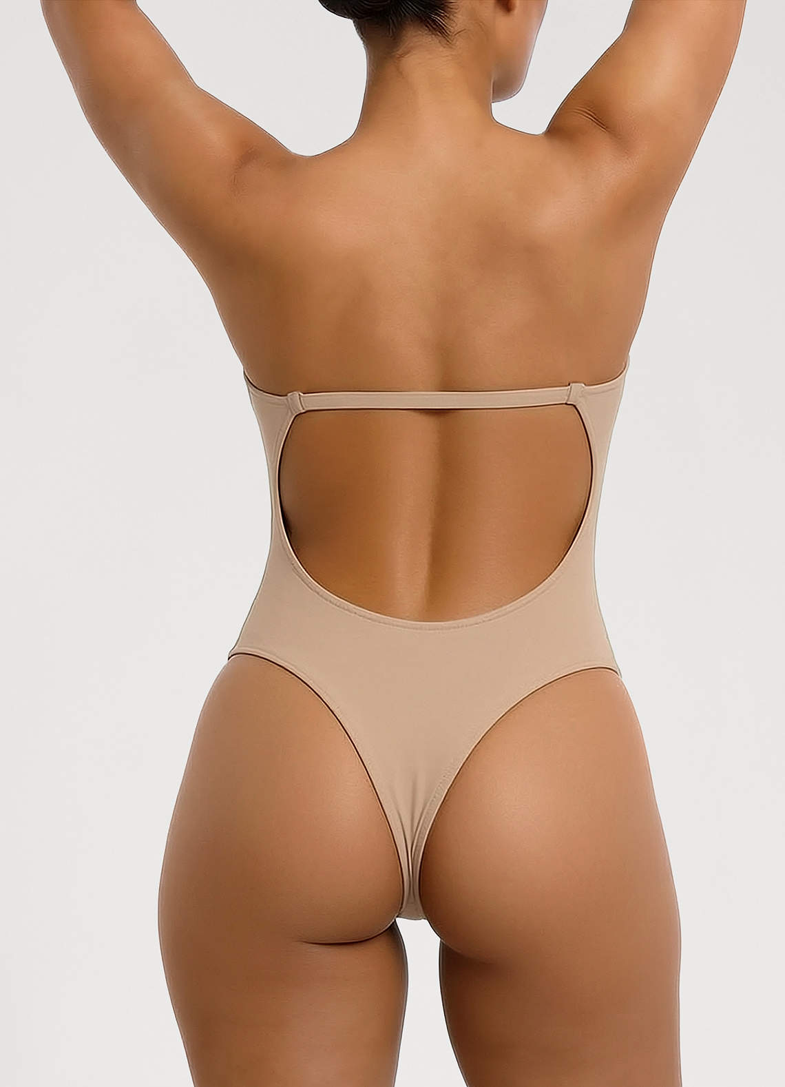 front Strapless Cupped Seamless Thong Bodysuit