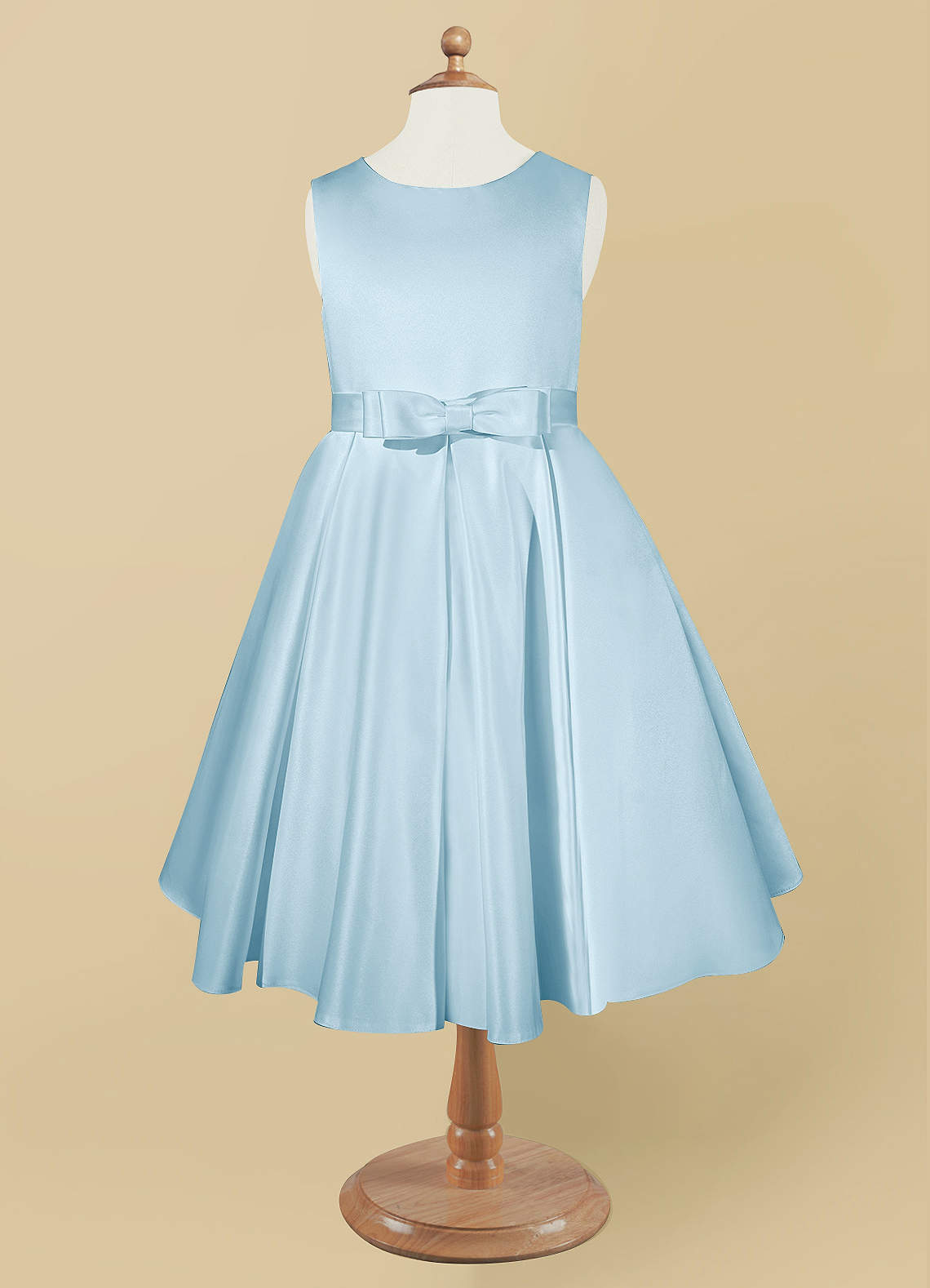 Azazie Coco Sky Blue A-Line Bow Matte Satin Dress | Azazie