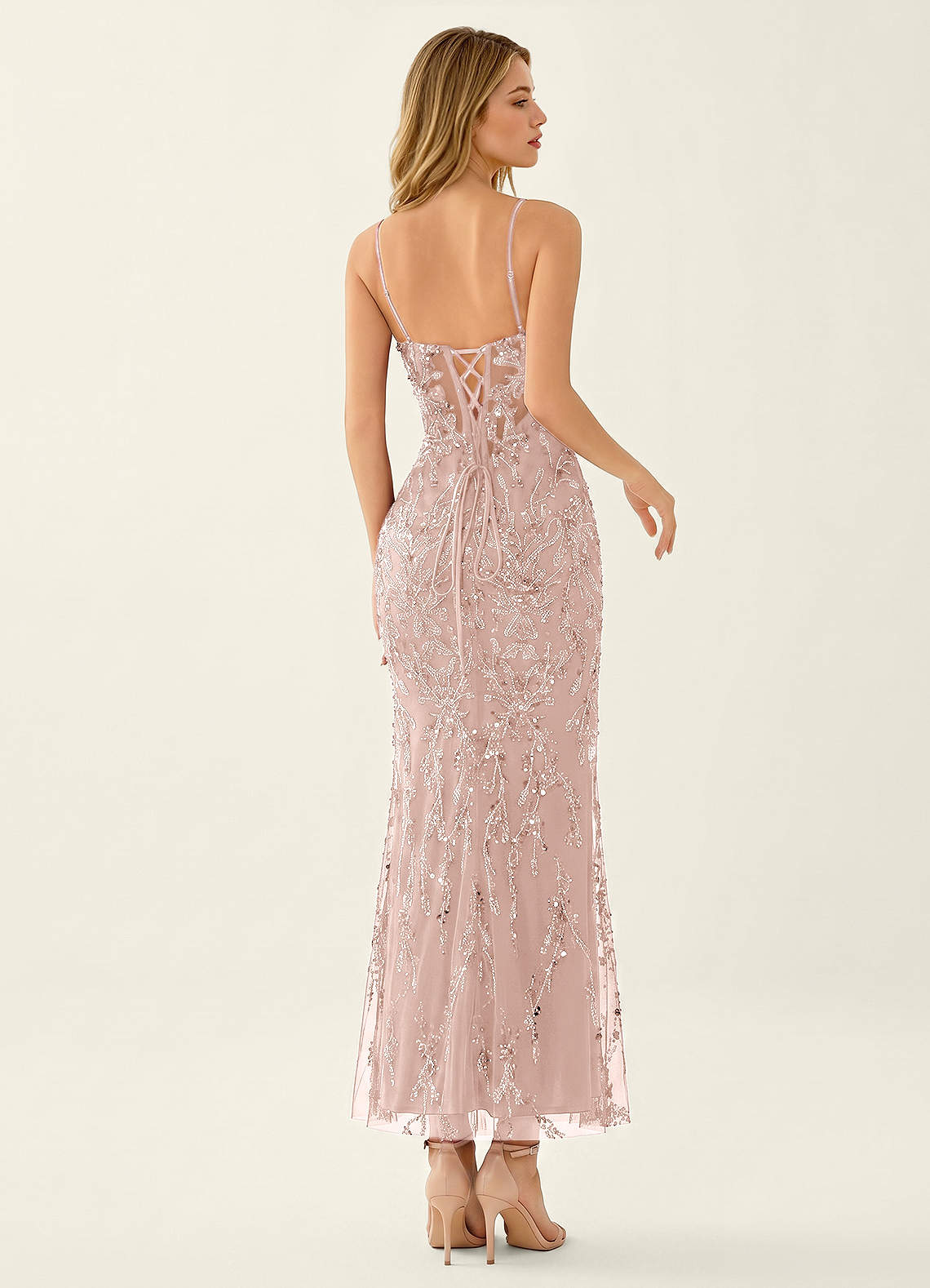 light pink wedding dress guest Azazie Prom and Party Dress Light Pink Maxi Mermaid Sweetheart Corset Beading Sequins Lace Up Graduation Dress UK