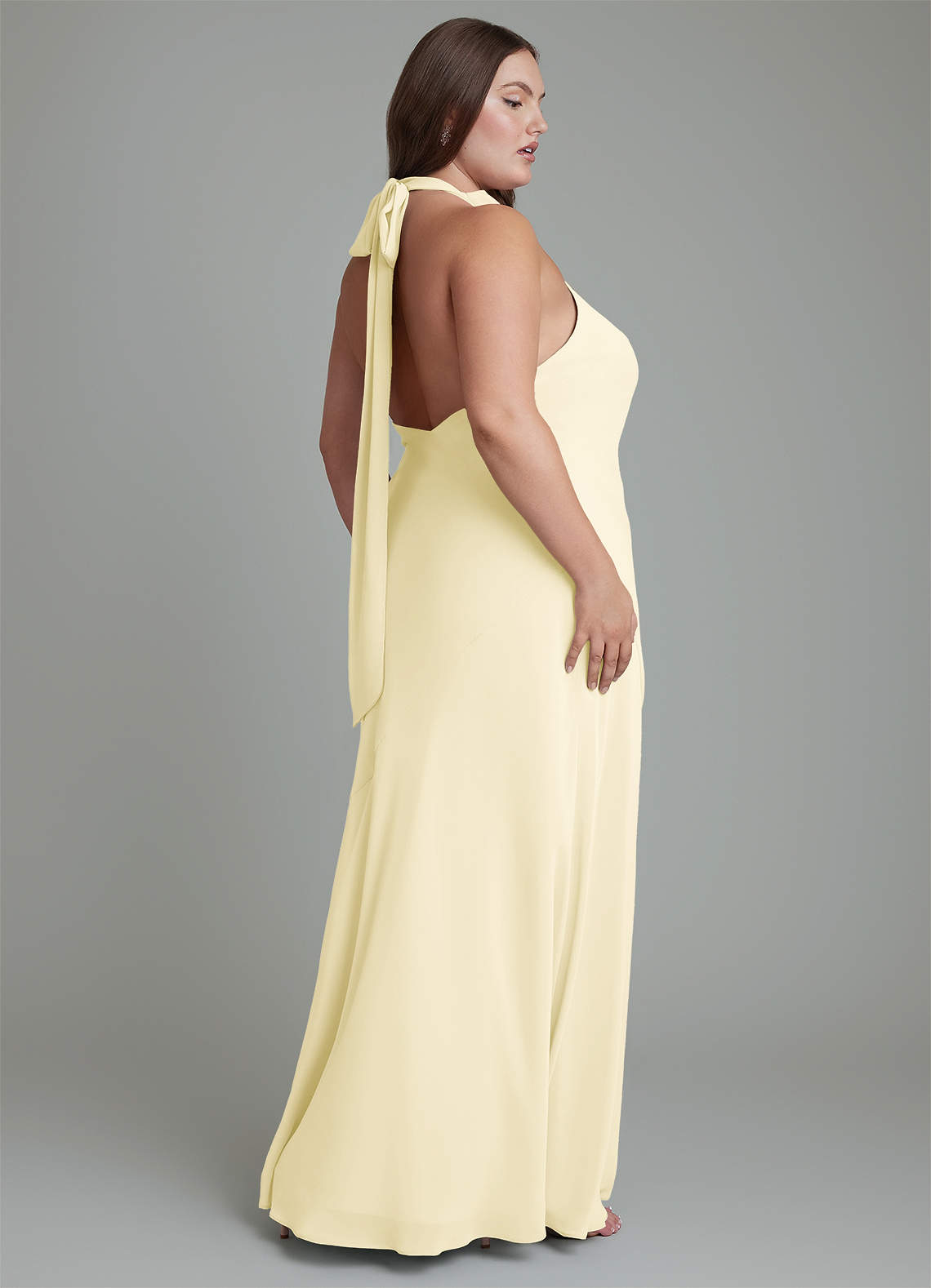 Azazie Velli Bridesmaid Dresses Lemon Sorbet Mermaid High Neck Chiffon Dress image12