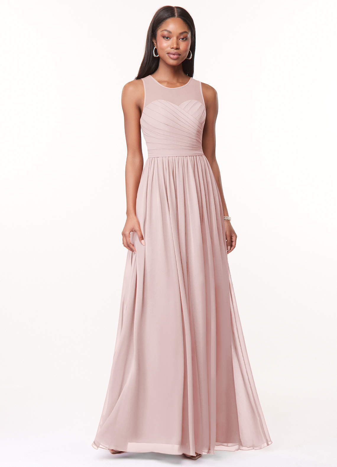 Azazie Nina Abiti da Damigella Abito A-Line in Chiffon Plissettato Rosa Rossore image1