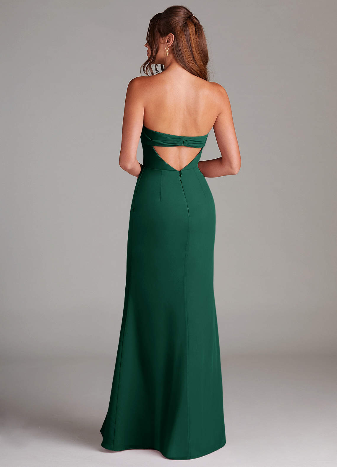 Azazie Leonis Vestidos de madrinha de casamento Vestir Esmeralda de Chiffon de Bainha com Sem alças image4