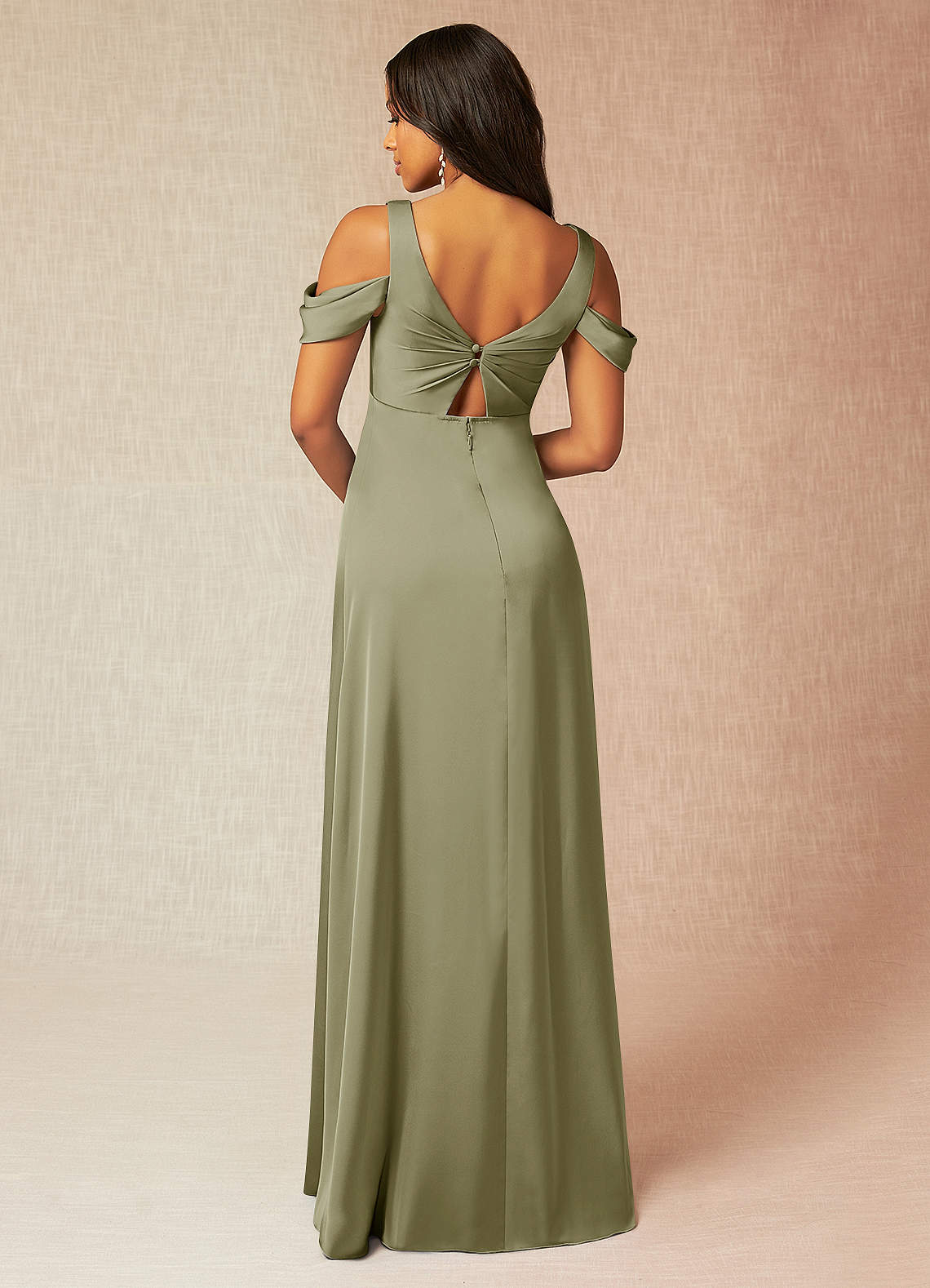 Azazie Rhea Maternity Bridesmaid Dresses A-Line Off-The-Shouler Pleated Stretch Satin Floor-Length Dress image1