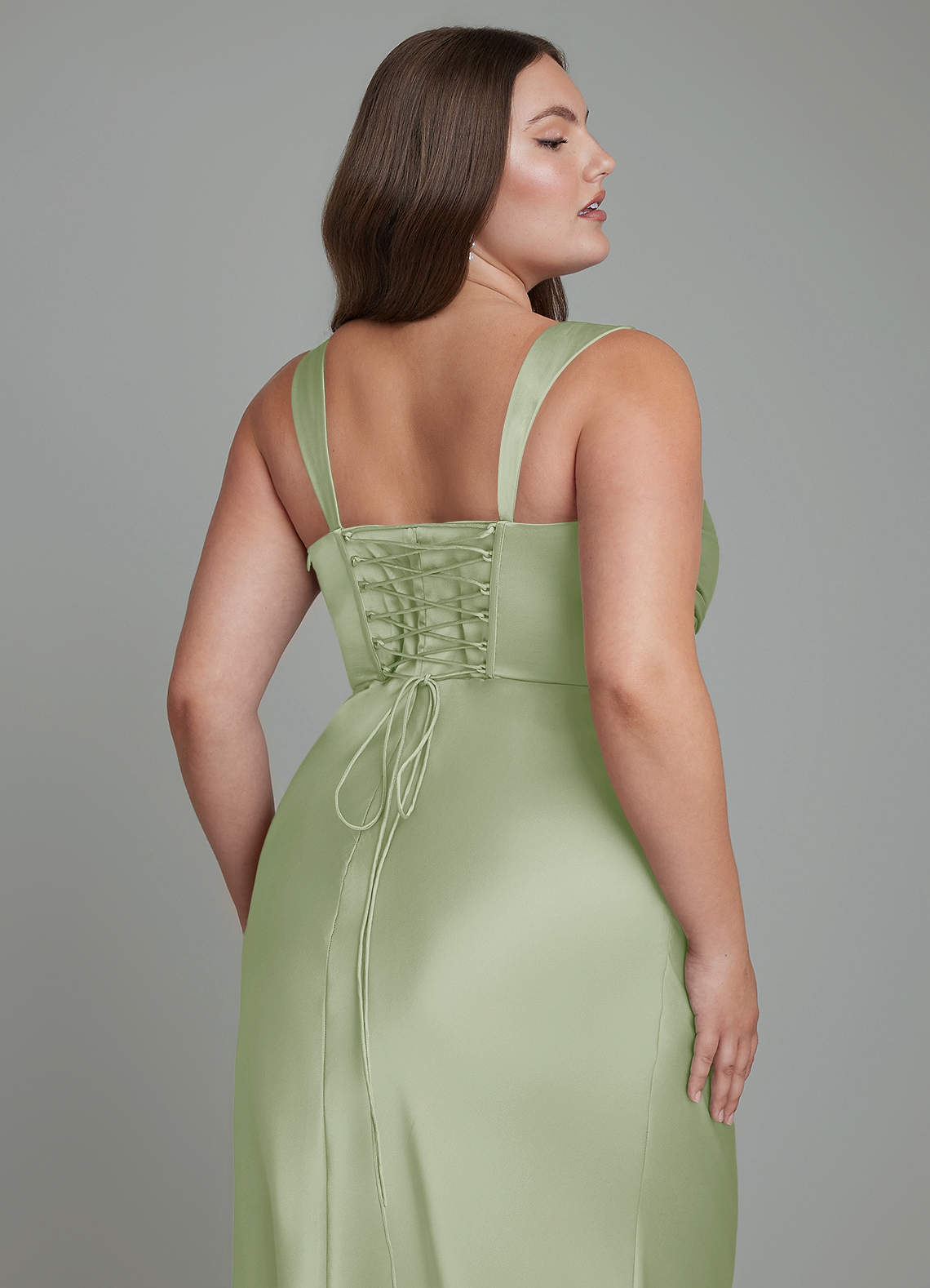 Azazie Agustina Bridesmaid Dresses Dusty Sage Mermaid Corset Stretch Satin Dress image12