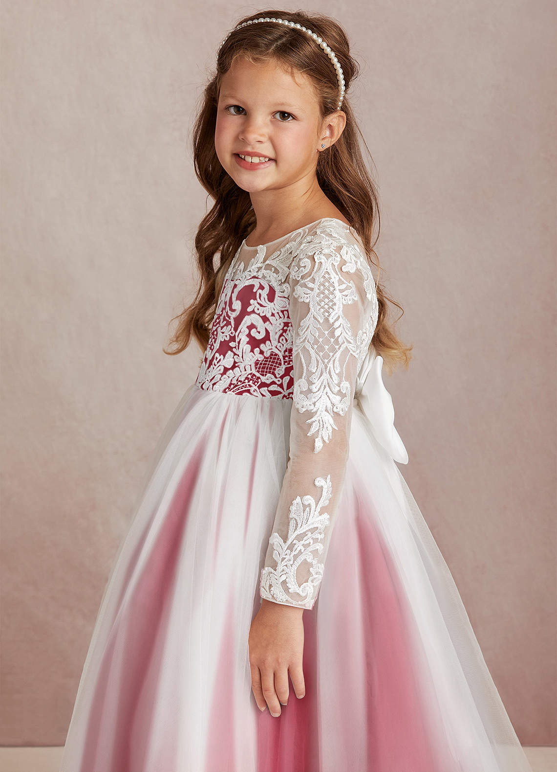 Azazie Elodie Ivory Scarlet Ball-Gown Lace Dress | Azazie