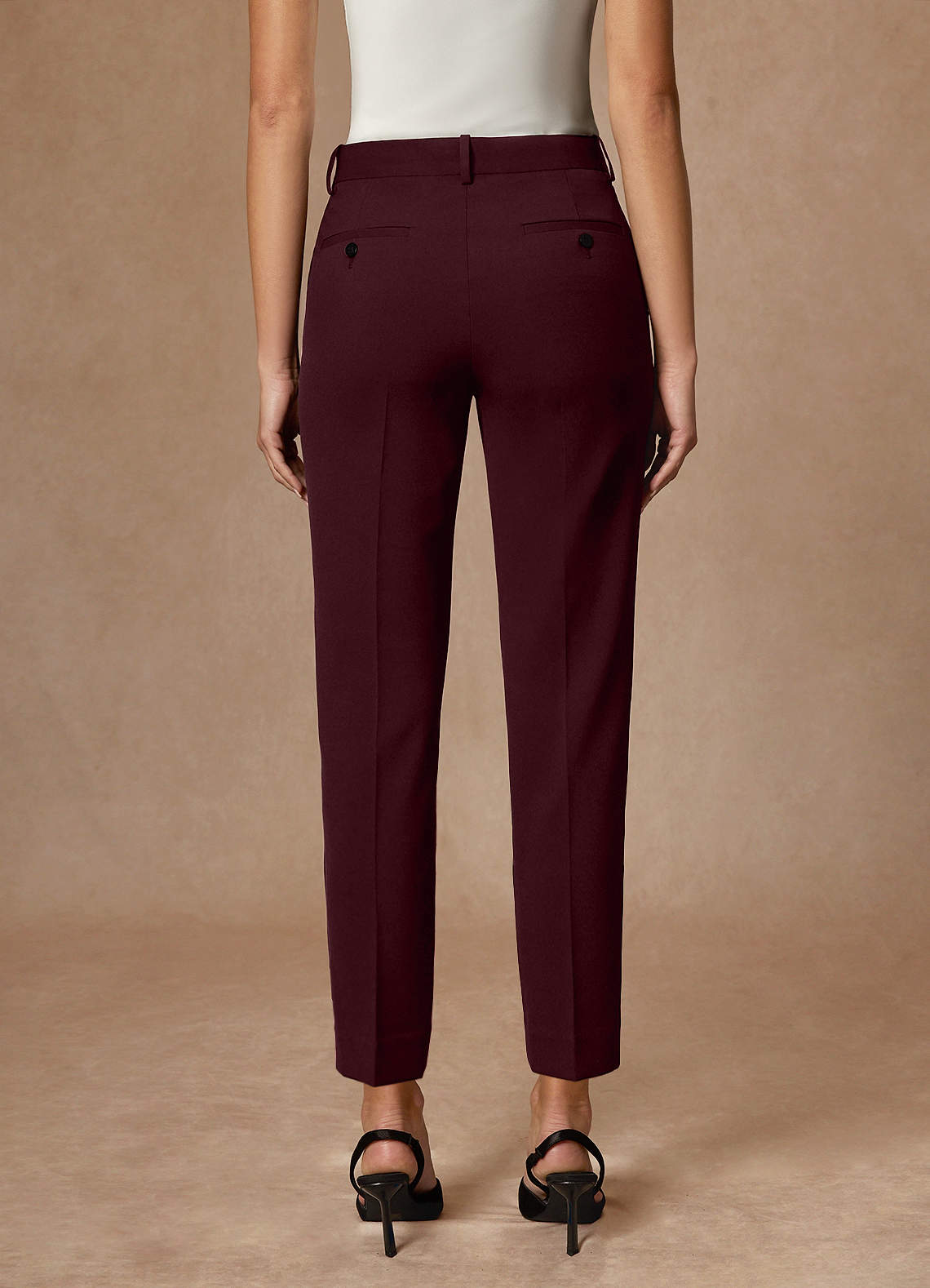 front Whitney Cabernet Refined Weave Performance Full Length Dress Pants