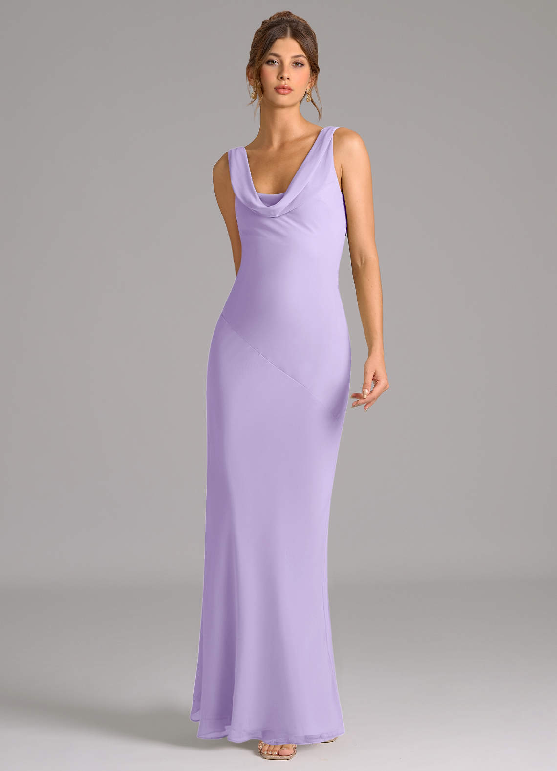 Azazie Rylina Bridesmaid Dresses Lilac Mermaid Pleated Chiffon Dress image3