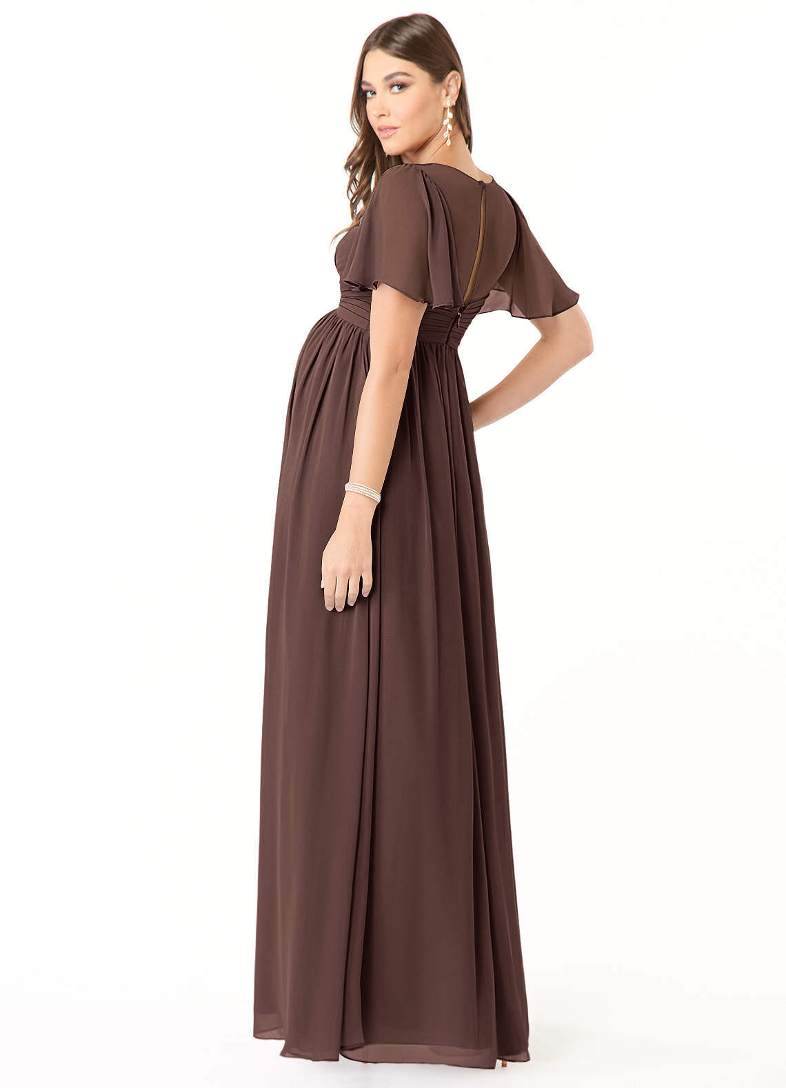 brown maternity bridesmaid dress Azazie Verna