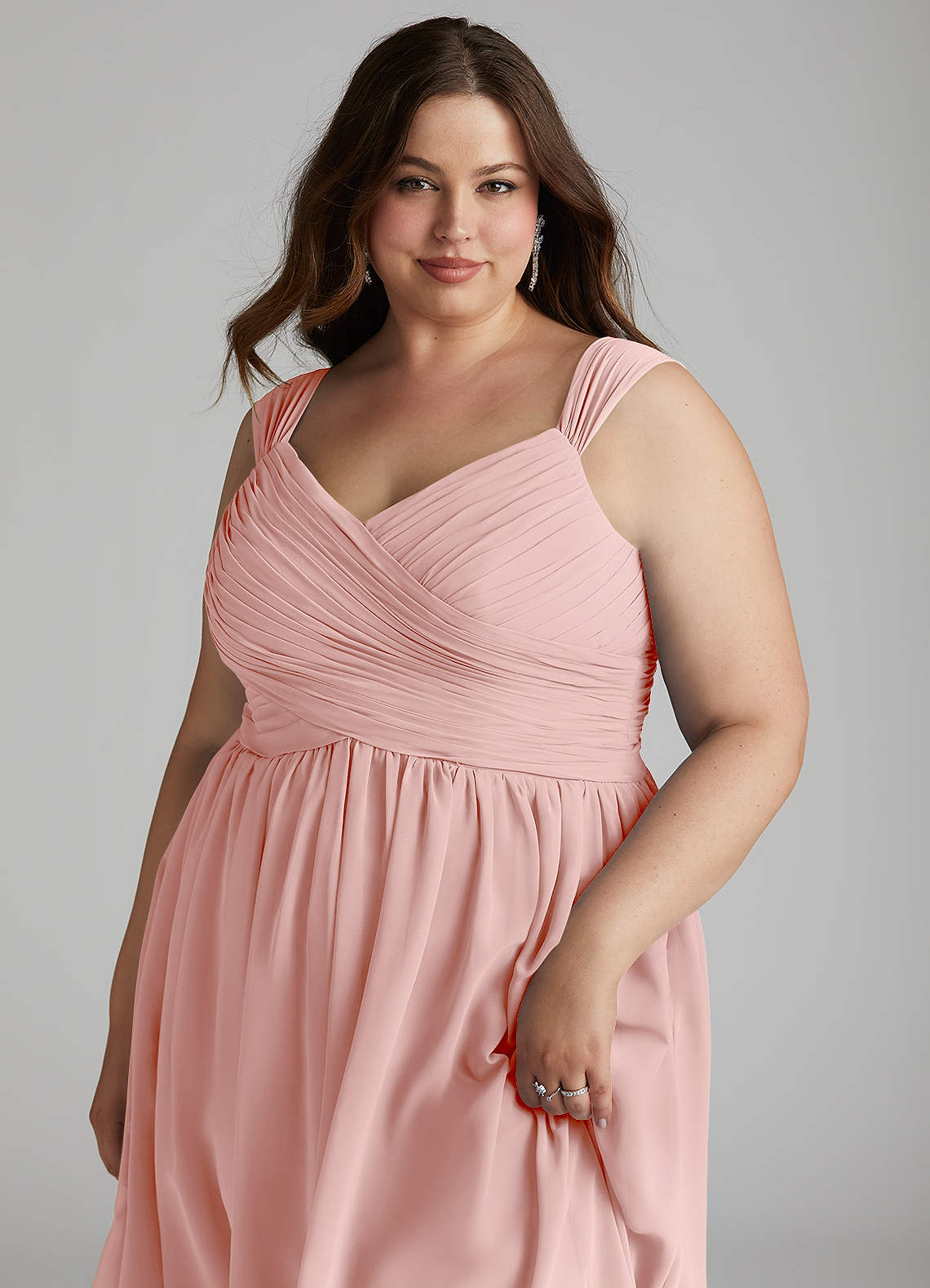 Azazie Angie At-home Try On Dresses Agave A-Line Corset Chiffon Dress image15