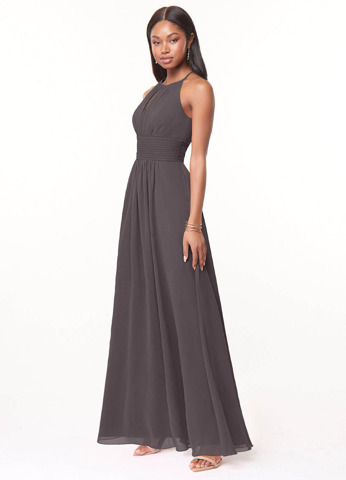 Azazie Bonnie Steel Grey Chiffon Bridesmaid Dresses | Azazie CA