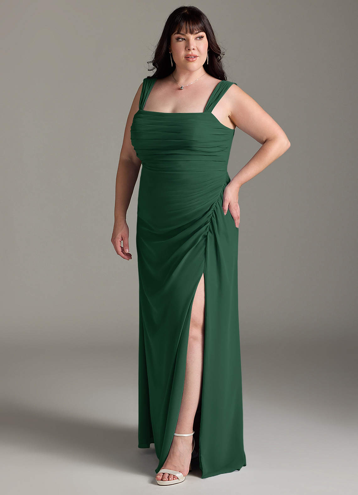 Azazie Jesaphine Bridesmaid Dresses Dark Green Sheath Bow Chiffon Dress image10