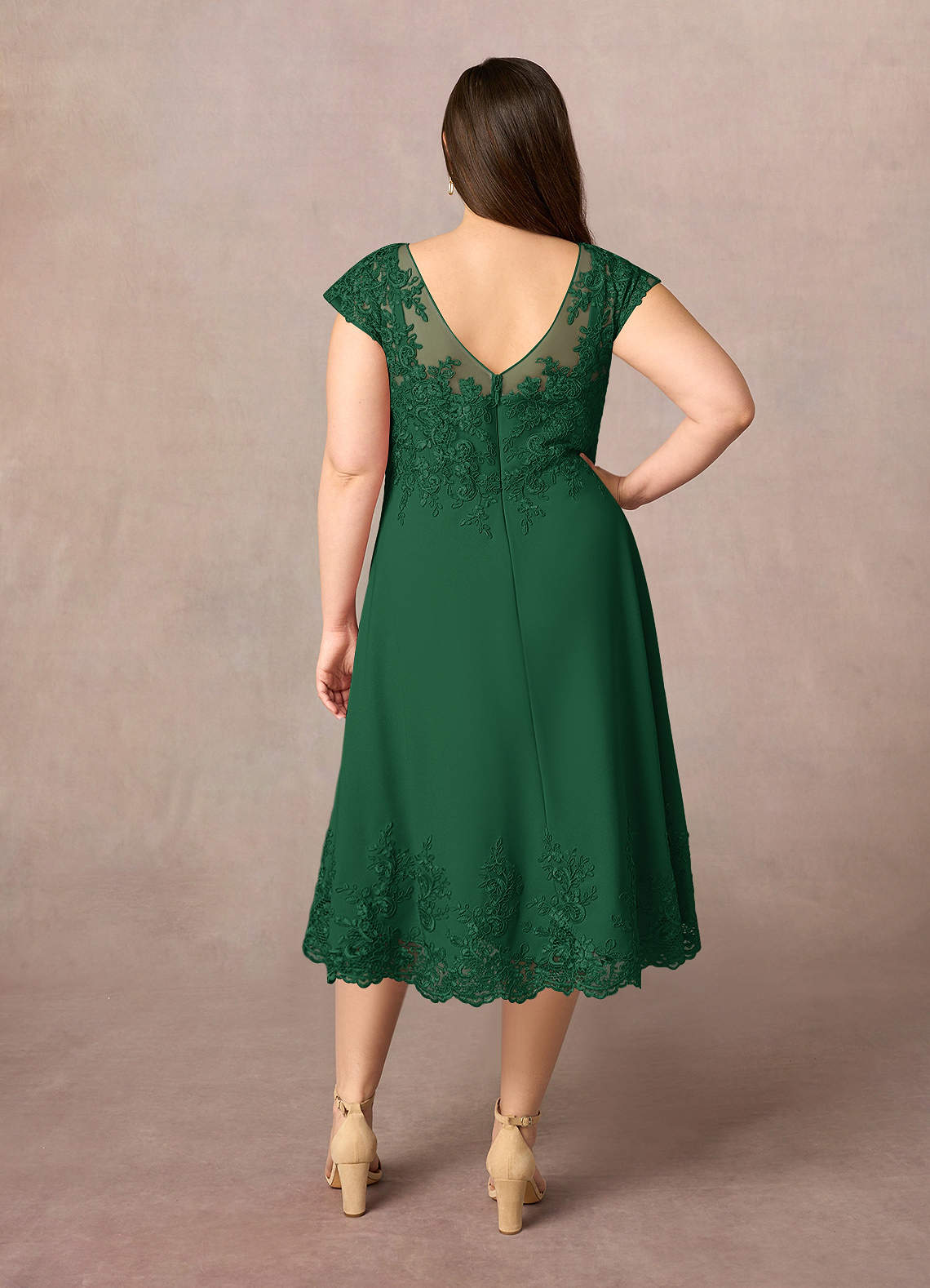 Azazie Terrano Mother of the Bride Dresses Dark Green A-Line Scoop Lace Dress image8