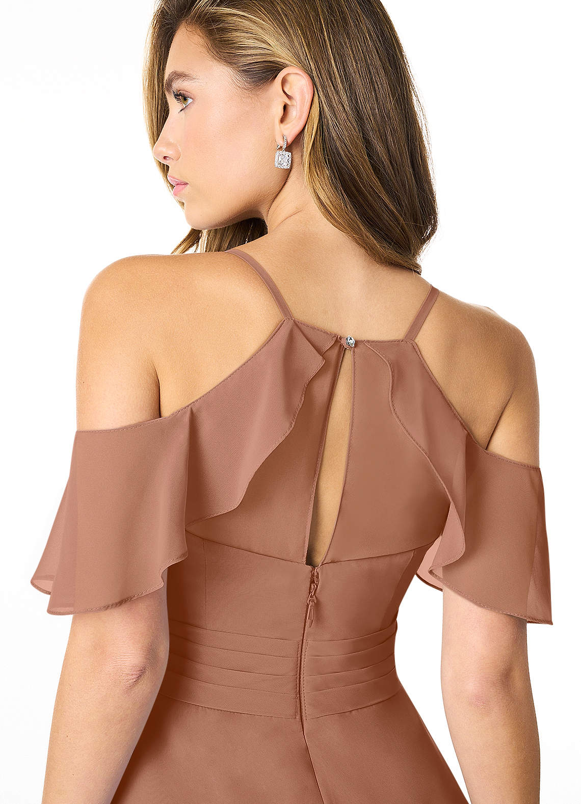 white christmas dresses Elegant Spaghetti Straps Bandage Backless Asymmetrical Hem Chiffon Bri main image 1