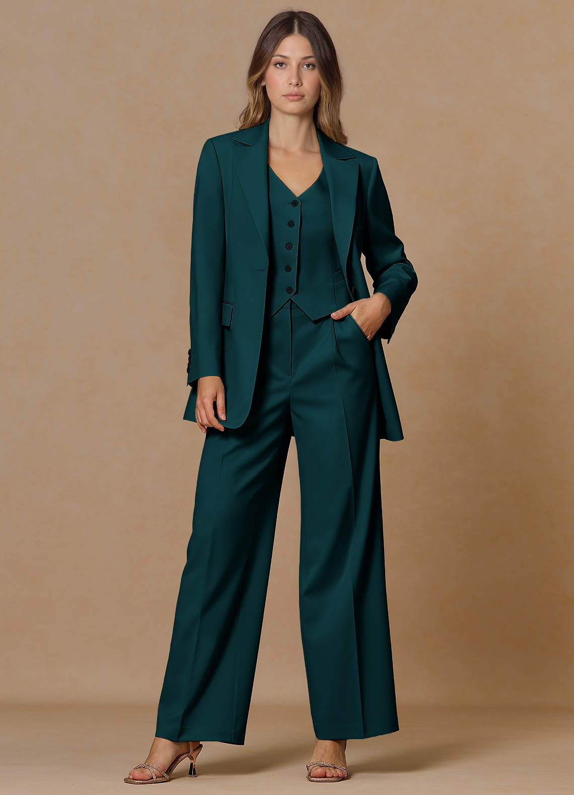 front Rowan Pine Refined Weave Performance 2-Piece Suit