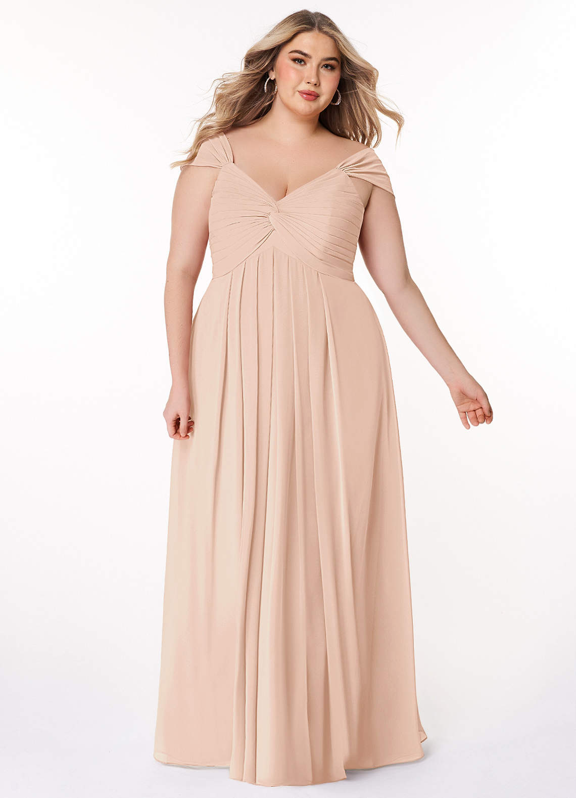 Azazie Kaitlynn Abiti da Damigella Abito Convertibile Impero in Chiffon Increspato Rosa Inglese image1