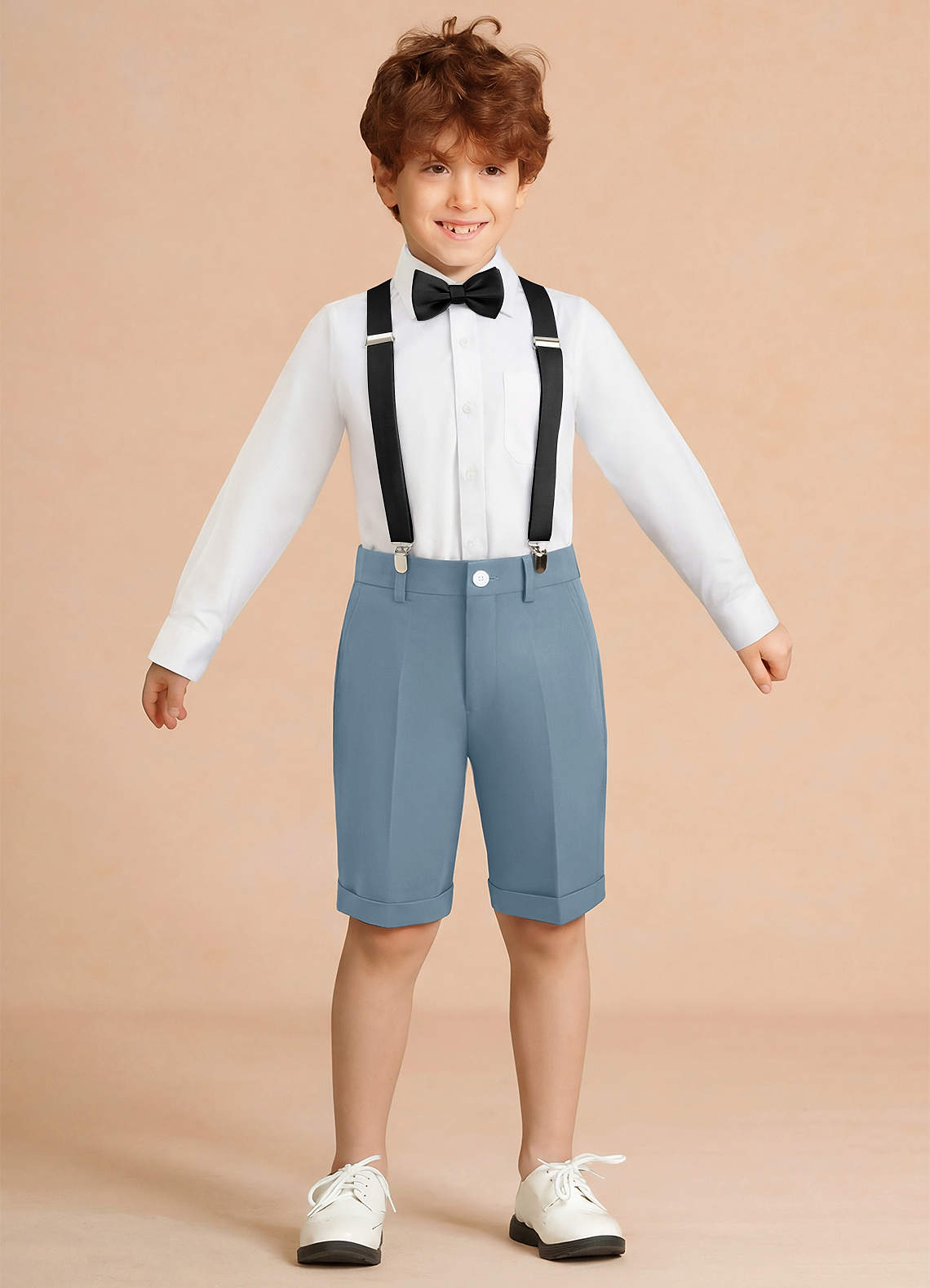 front Oliver Light Blue Boy Shorts Suit 4-Piece Set