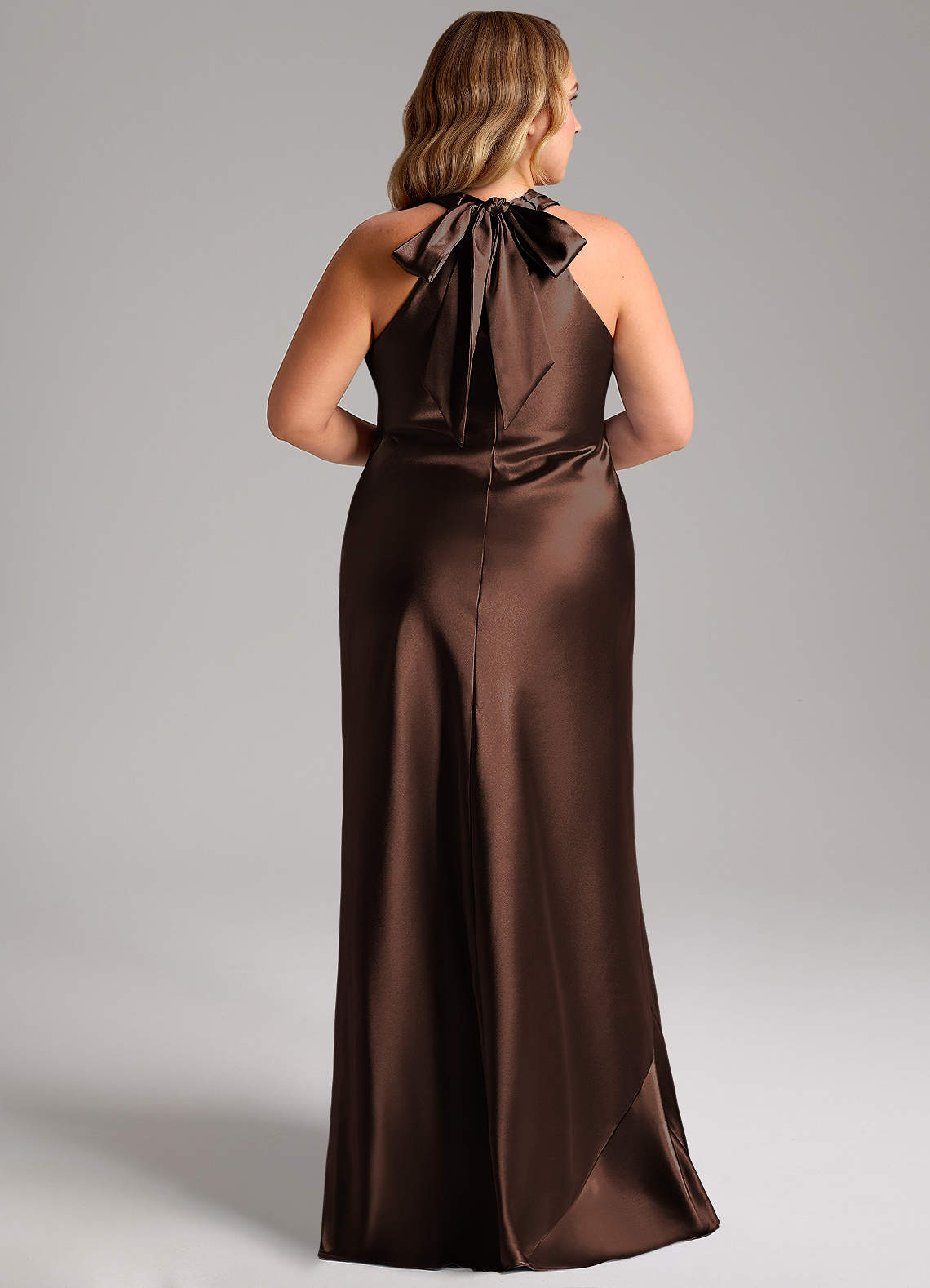 Azazie Doretta Brudtärnklänningar Klä av Sjöjungfru i Metallisk satin Rosett Ganache image12