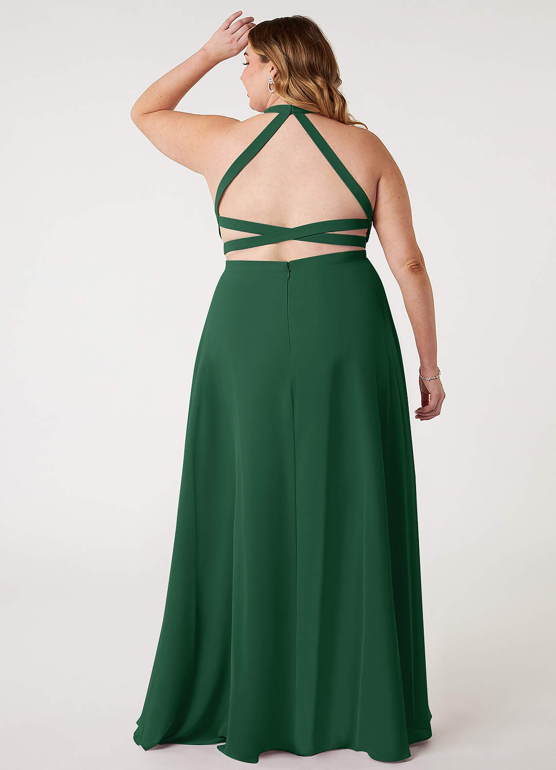 green emerald velvet dress Duntery Empire Halter Chiffon Bridesmaid Dress with Pleated Bodice, Pool