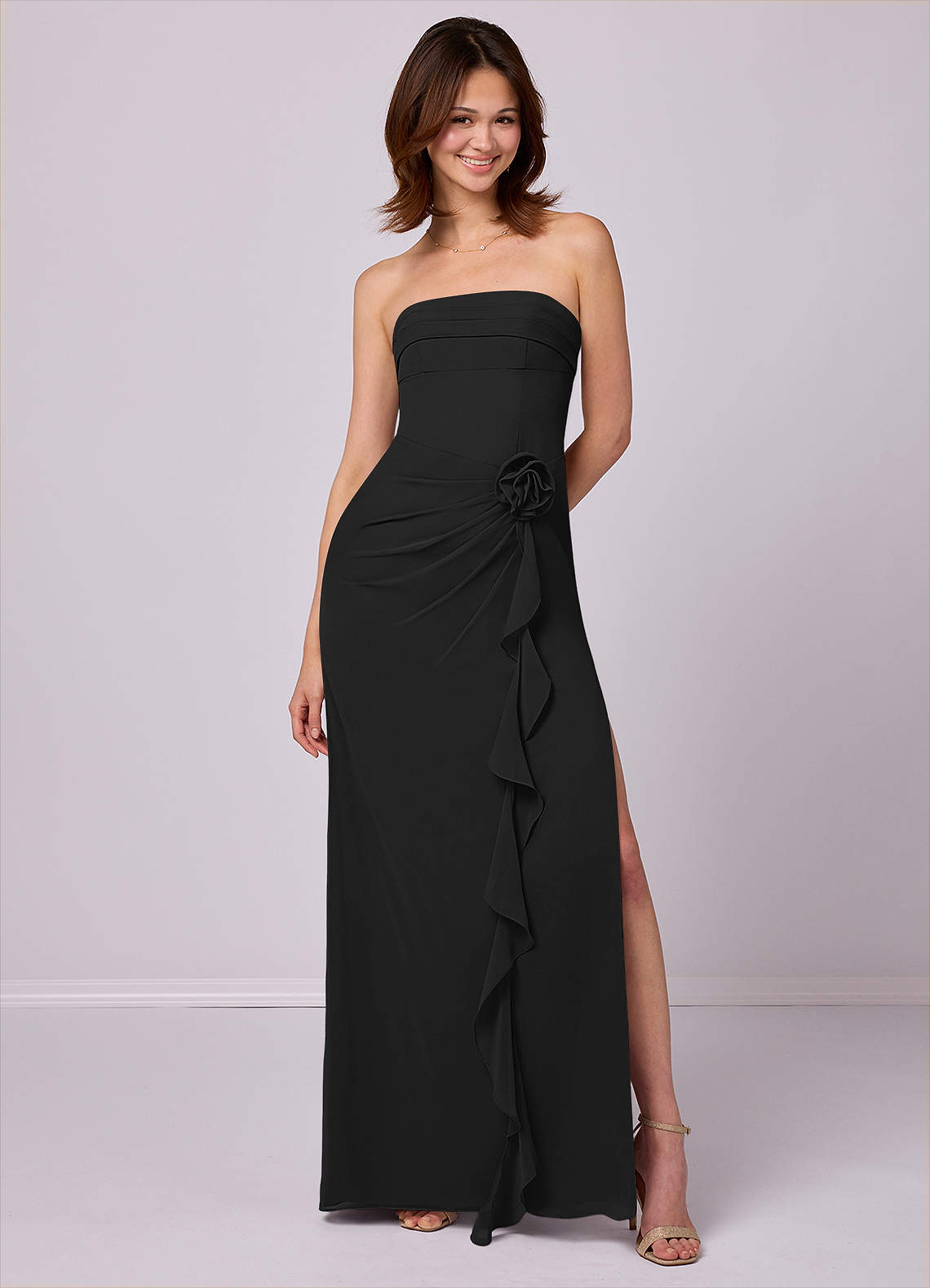 Barbie  AZAZIE 1022 Ready to Ship Black Chiffon Bridesmaid Dresses |  Azazie