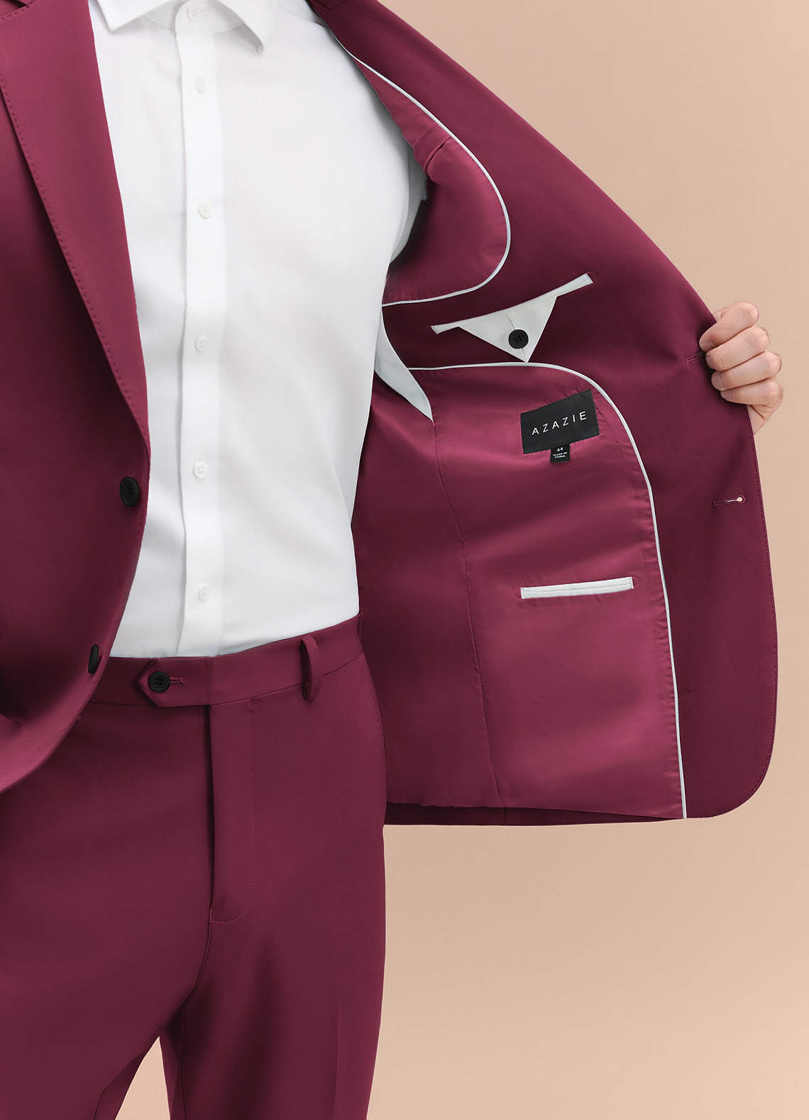 front James Burgundy Structured Stretch Suit Jacket