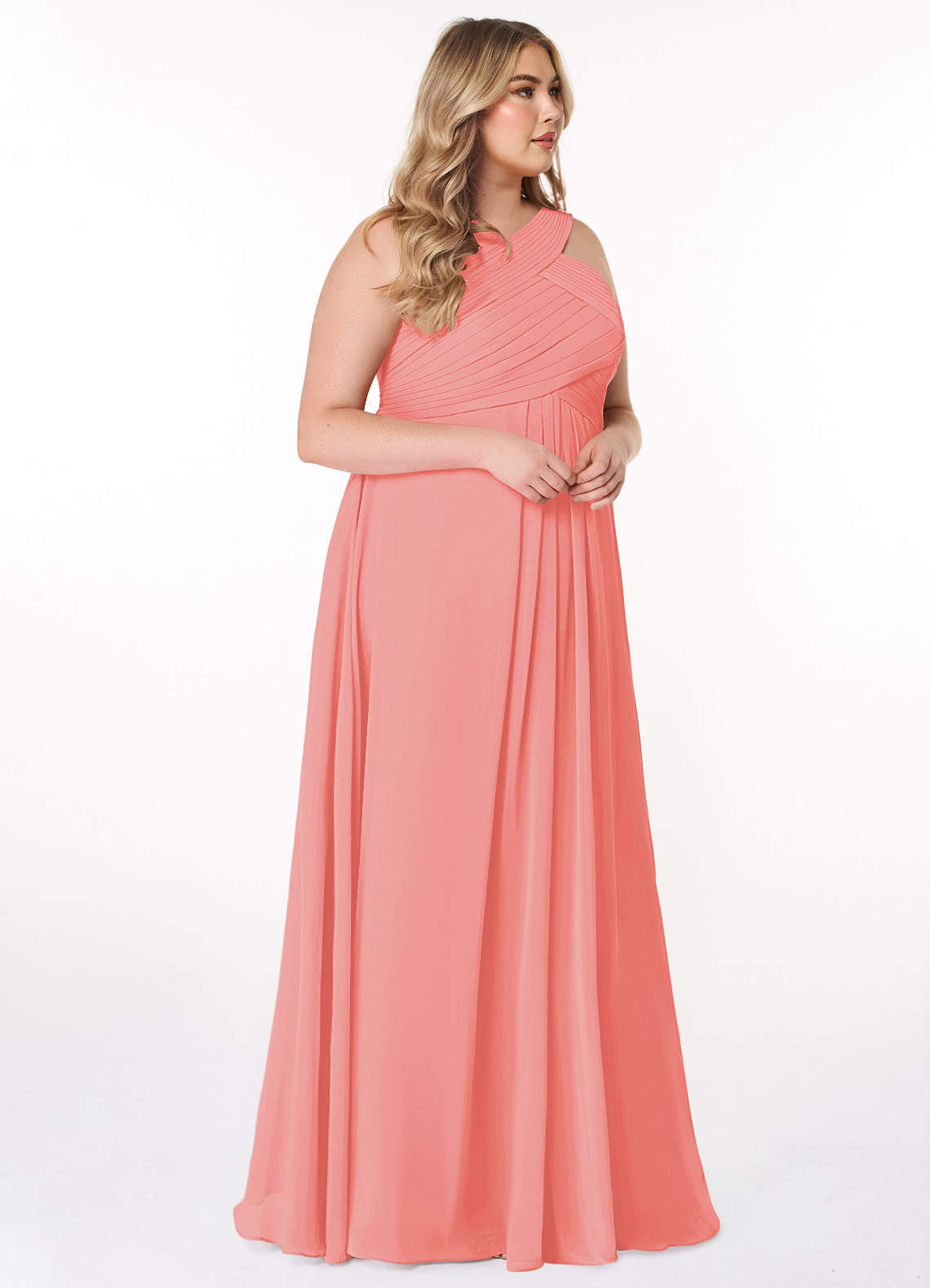 Azazie Kaleigh Bridesmaid Dresses A-Line Pleated Chiffon Floor-Length Dress image1