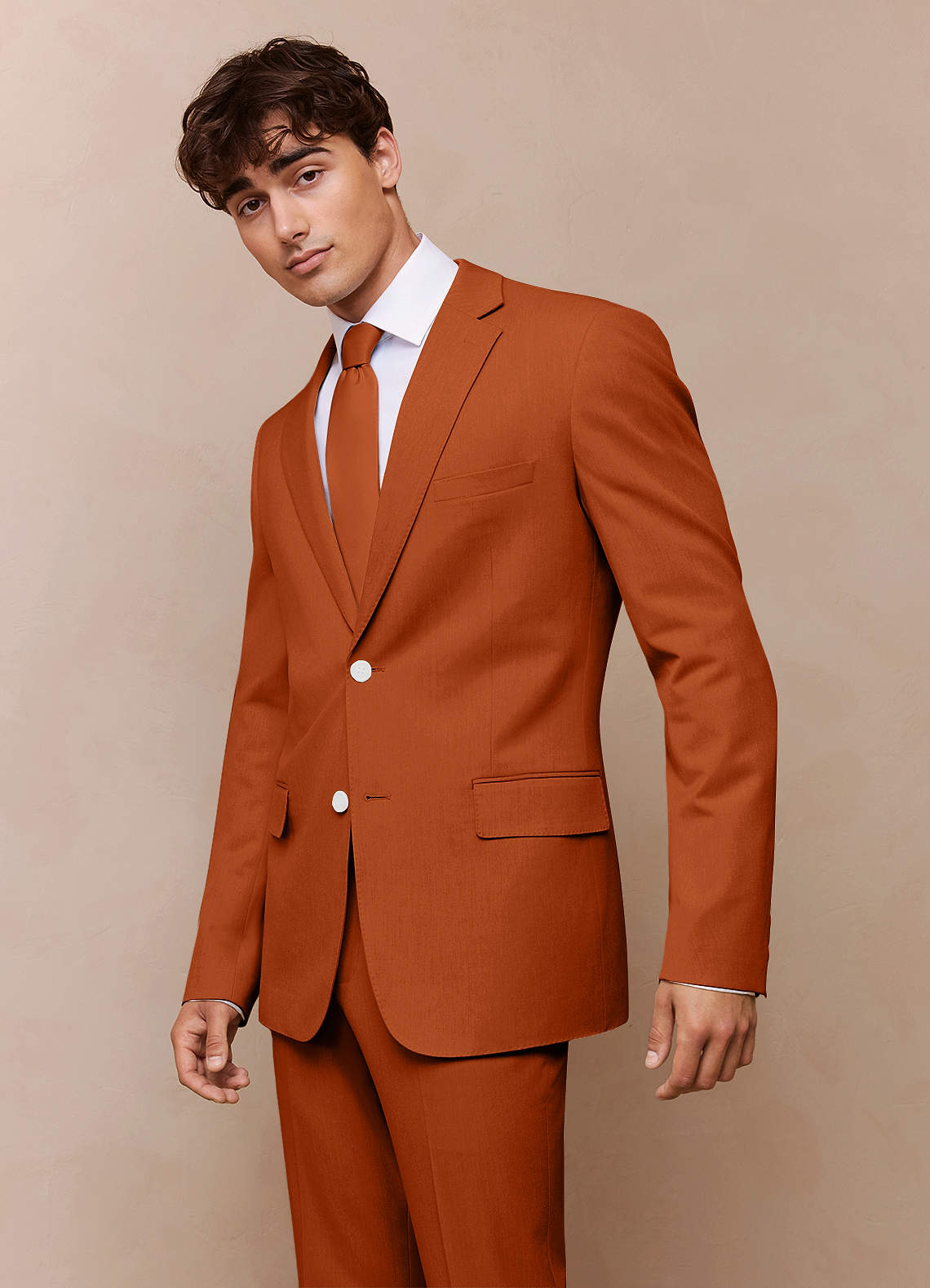 front James Burnt Orange Structured Stretch Suit Jacket