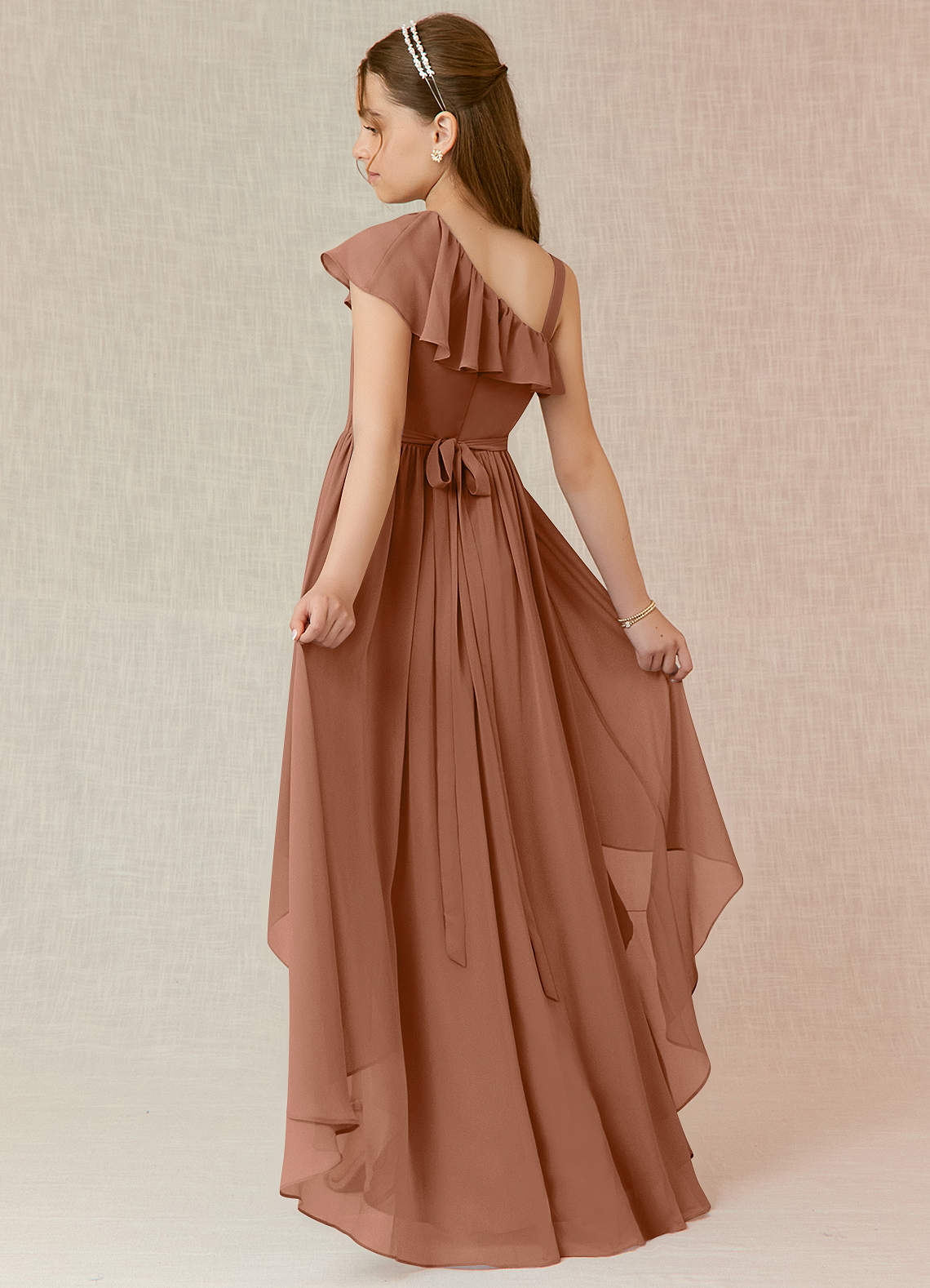 Azazie Mango Junior Bronzer A-Line Ruched Chiffon Dress image1