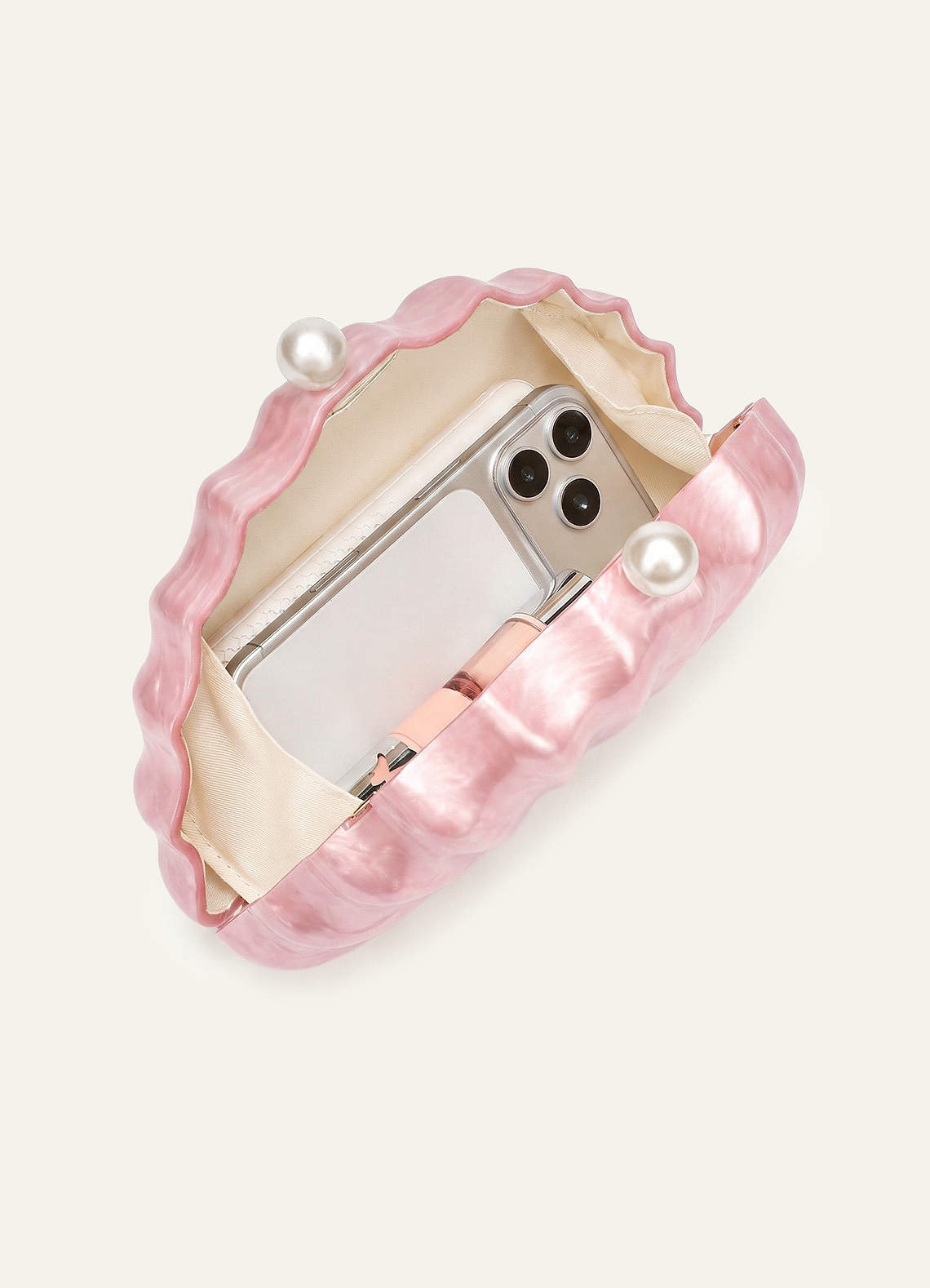 front Pearl Shell Acrylic Clutch Bag